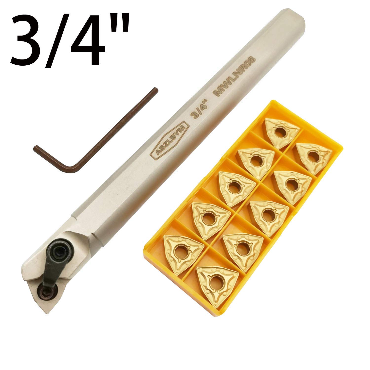 3/4" Drehmeissel Bohrstange 20mm Hartmetall Drehmeißel Drehwerkzeughalter S20R-MWLNR08 Hartmetall Einsätze Wendeschneidplatte WNMG432