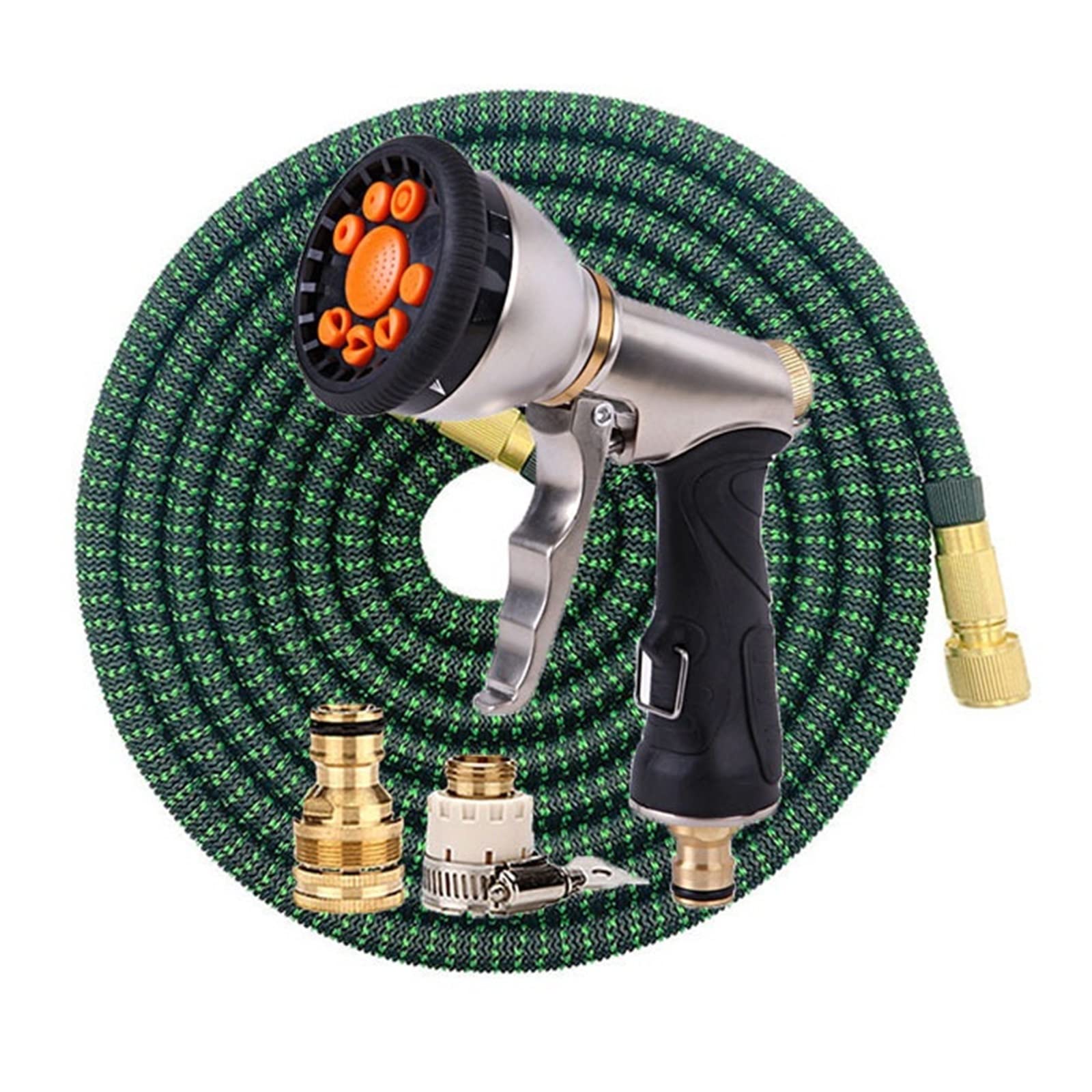 Manguera de Agua de Lavado de Coches de Alta presión Manguera de riego de jardín Extensible Flexible mangueras de riego Ajustables Resistentes al Desgaste(Hose Set,50FT-15m)