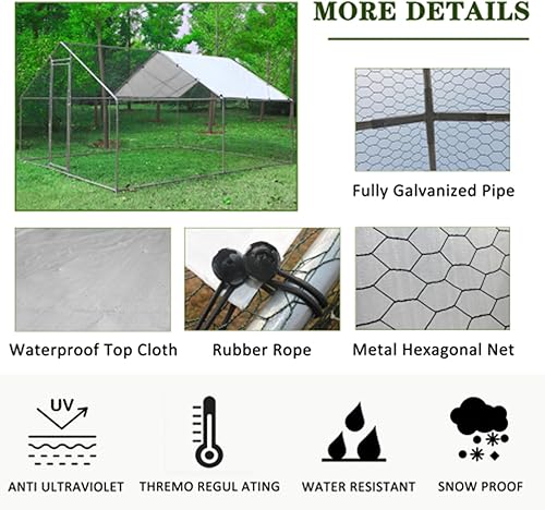 Miniatura 2 de Jaula grande de metal para gallinero de corral, gallinero resistente para patio, con cubierta impermeable y anti-UV para uso en granja al aire libre