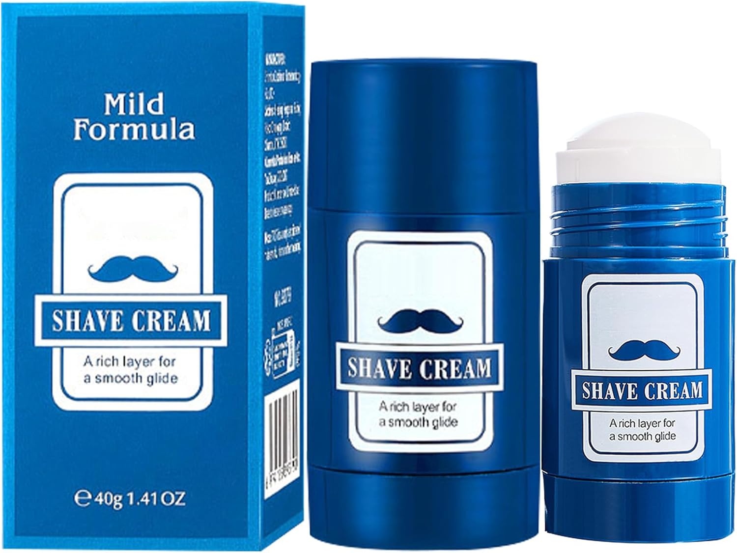 Shaving Cream for Men,40g Shaving Balm – 2 in 1 Smooth Shave Balm Stick for Beard Grooming Facial Hair Removal