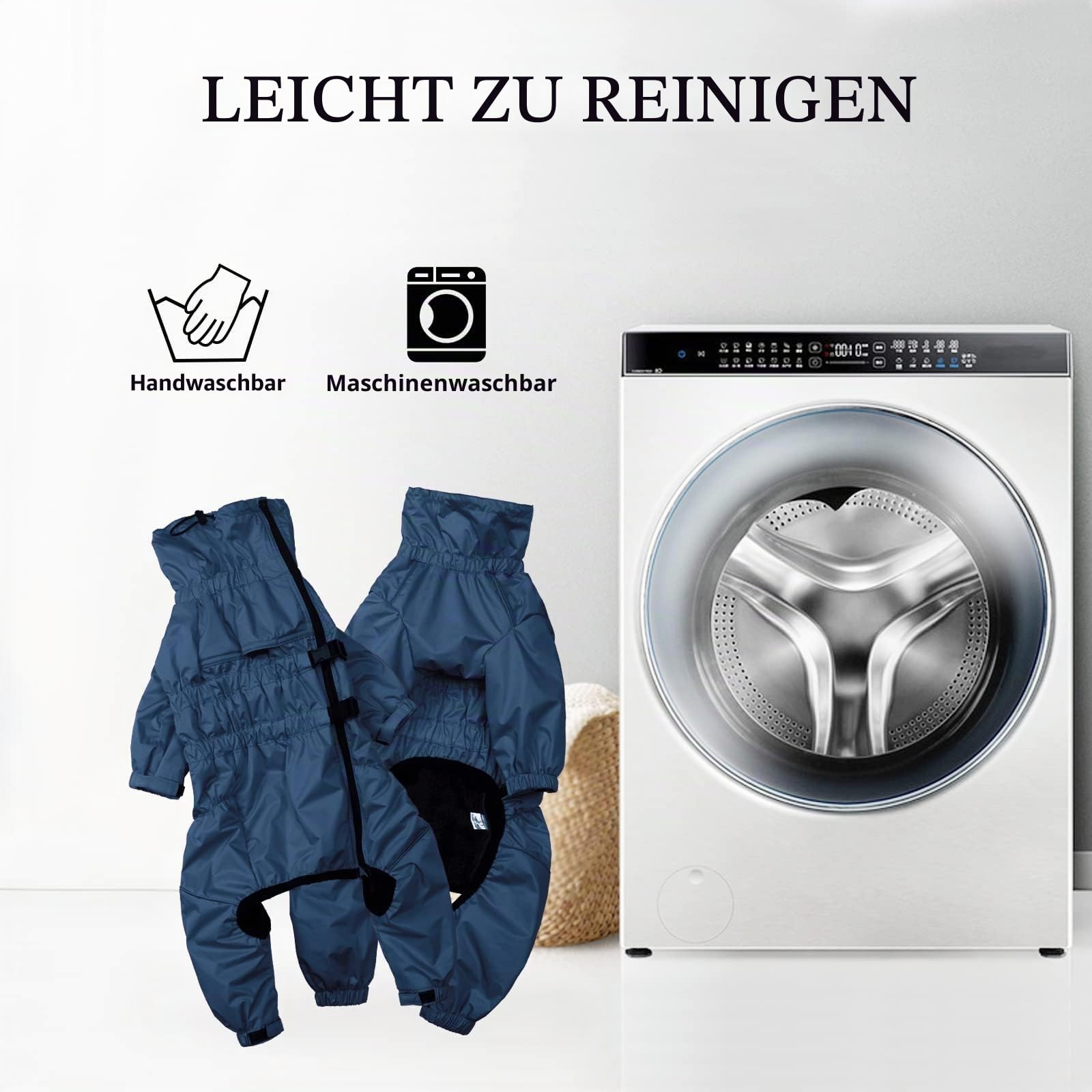 Hunde Wintermantel 1/2 Hosenanzug mit Beinen, Wasserdicht Regendicht Hund Jumpsuit mit Fleece Futter, Winddicht, reflektierend, für Kleine und mittelgroße Hunde-Navy Blau-XXXL