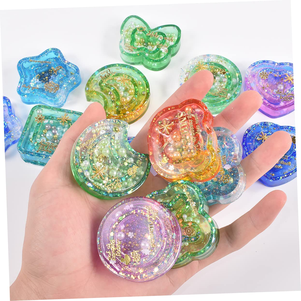 HOMSFOU 3 Set Stampo In Silicone Quicksand Per Portachiavi Anelli Stampo Per Colata Artigianale All'Ingrosso Portachiavi Fai Da Te Creazione Di Per Portachiavi 8 pezzi*3