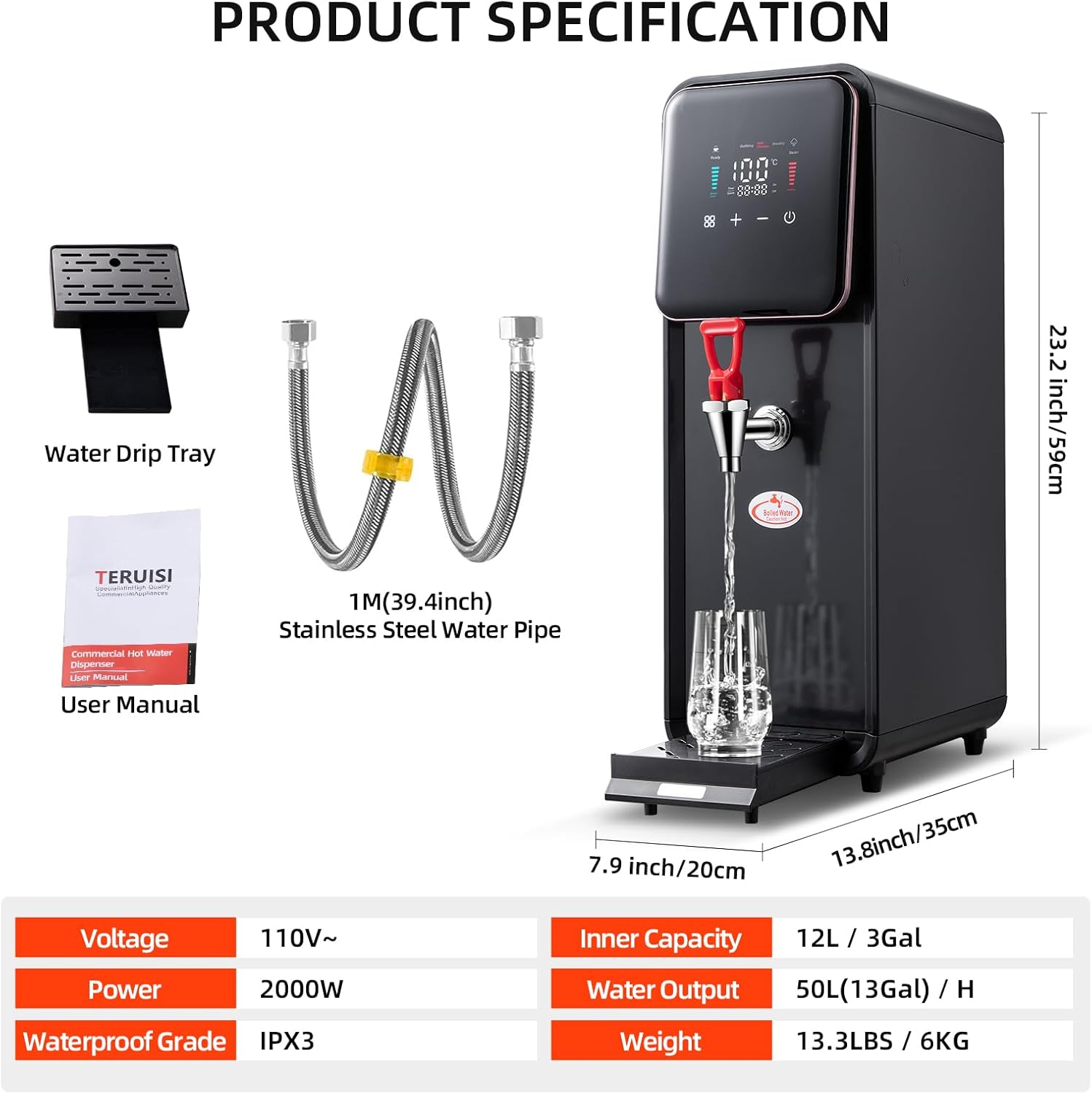 TERUISI 業務用ウォーターボイラー(12クォート、アップグレード)