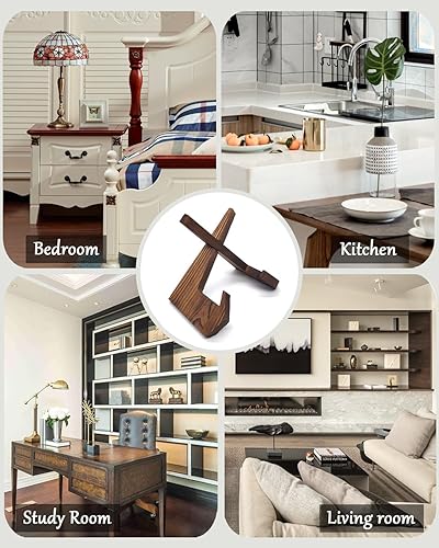 Miniatura 7 de Soporte de exhibición de platos, soporte de placa de 6.5 pulgadas, soporte de madera para marco de fotos, platos, fotos, libros, placa (paquete de 3)