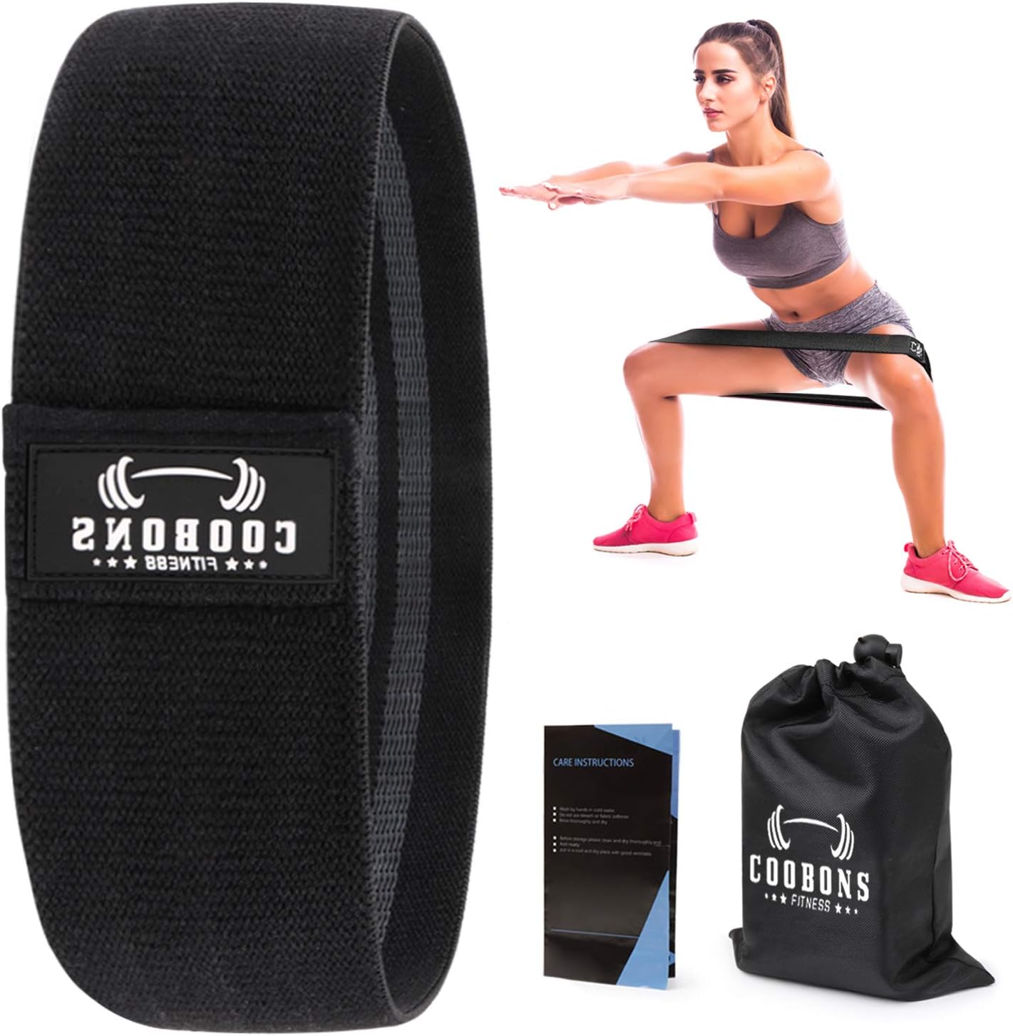 COOBONS Resistance Bands for Legs and Butt, Exercise Bands Set Booty Bands Hip Bands Wide Workout Bands Resistance Loop Bands Anti Slip Circle Fitness Band Elastic Sports Bands (Set 1)