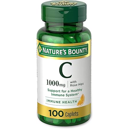 Vitamin C + Rose Hips by Nature’s Bounty. Vitamin C is a Leading Vitamin for Immune Support 1000mg 100 Coated Caplets