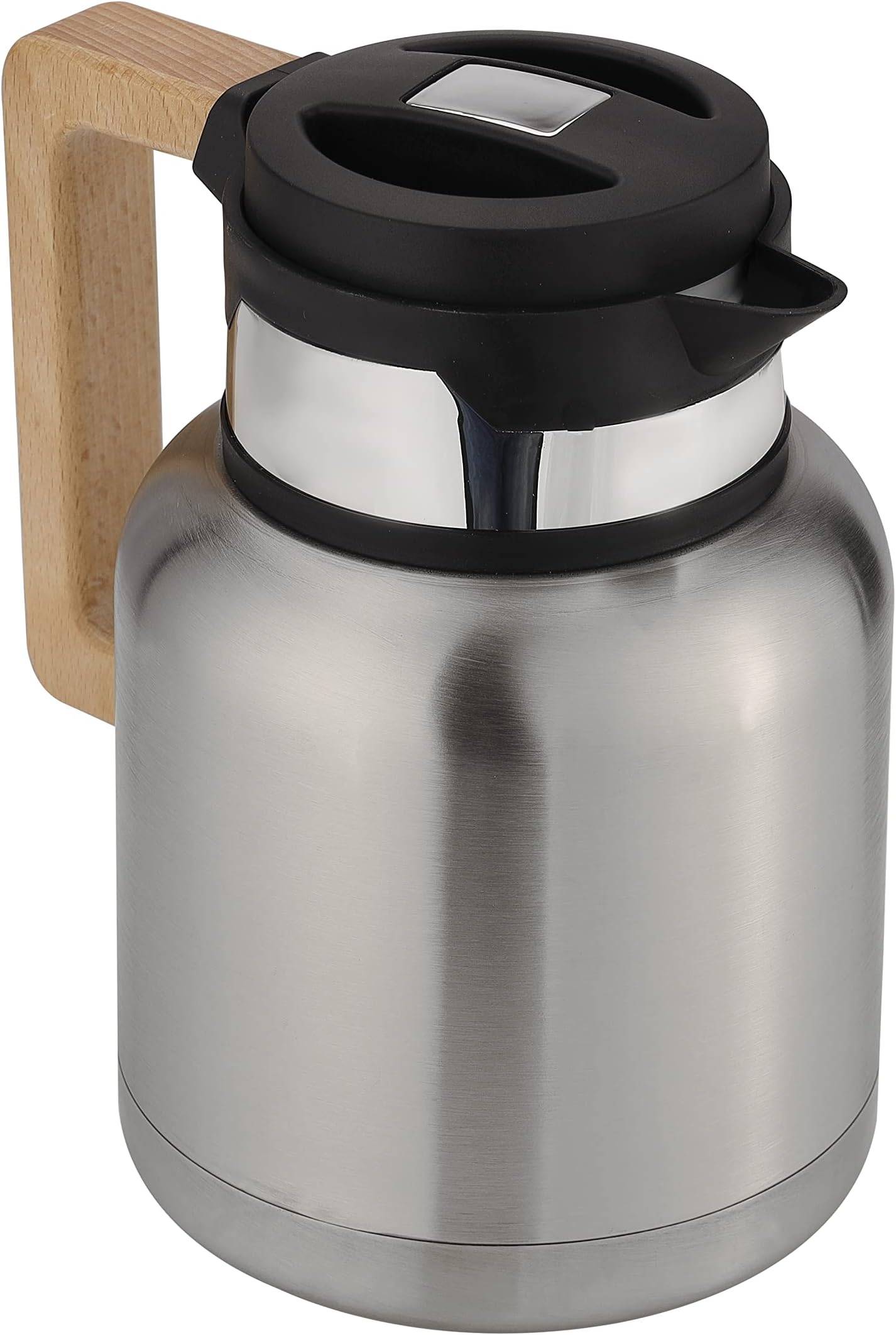 RoyalFord Stainless Steel Vacuum Jug with Wooden Handle, 1.2L, RF10170 Thermal Insulated Airpot Keep Drinks Hot & Cold up to Hours Portable Leak Proof Flask, MULTICOLOR
