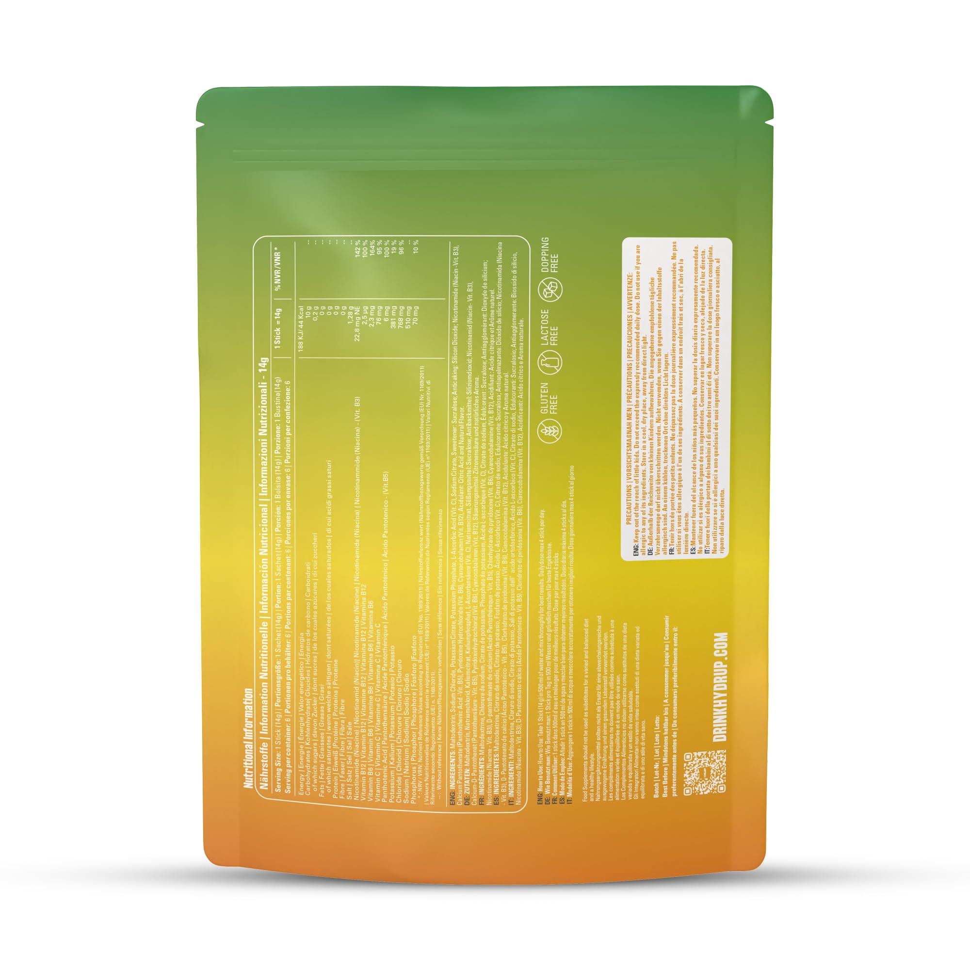 Electrolitos Sin Azucar en Polvo, 1733 mg de Electrolitos de Hidratacion de Naranja-Mandarina y Lima-Limón Altamente Concentrados con Vitaminas y Minerales, 6 Unidades (Mix)