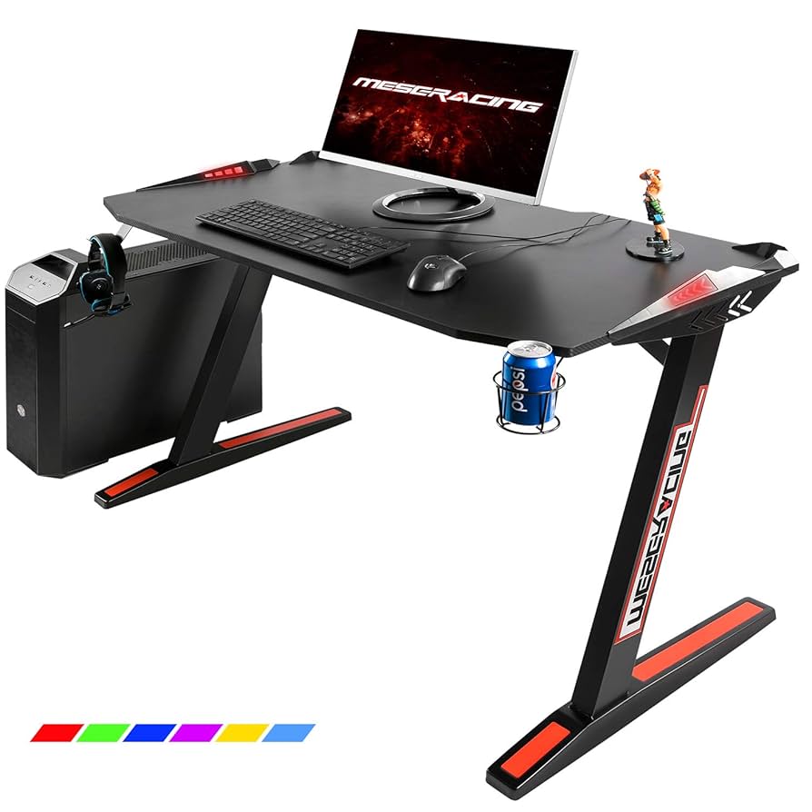 ゲーミングデスク 幅120cm×奥行60×高さ75 PCデスク オフィスデスク Amazon | MESERACING ゲーミングデスク パソコンデスク RGB