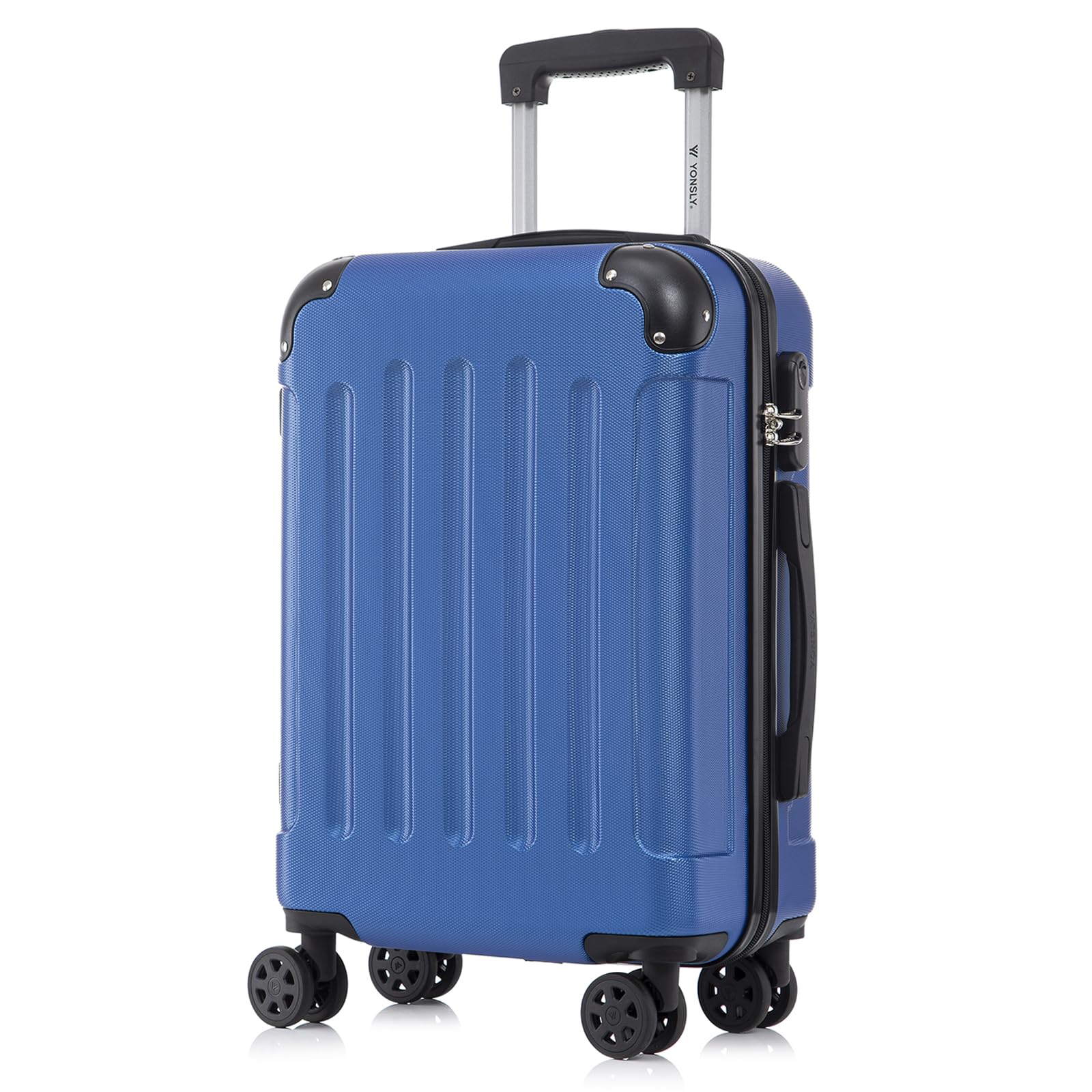 yonsly Koffer Suitcase, Trolley Reisekoffer, Rollkoffer Handgepäck mit 4 Rollen 360°, ABS Hartschalen, Sicherheitsschloss, Weicher Gummigriff, 210D-Futter