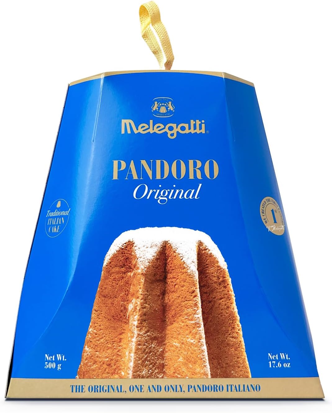 Melegatti Original Pandoro, 500g (17.6oz, 1.10lb), With Real Butter & Natural Mother Yeast, Original Italian Recipe, Holiday Cake, Italian Import (Pack of 1)