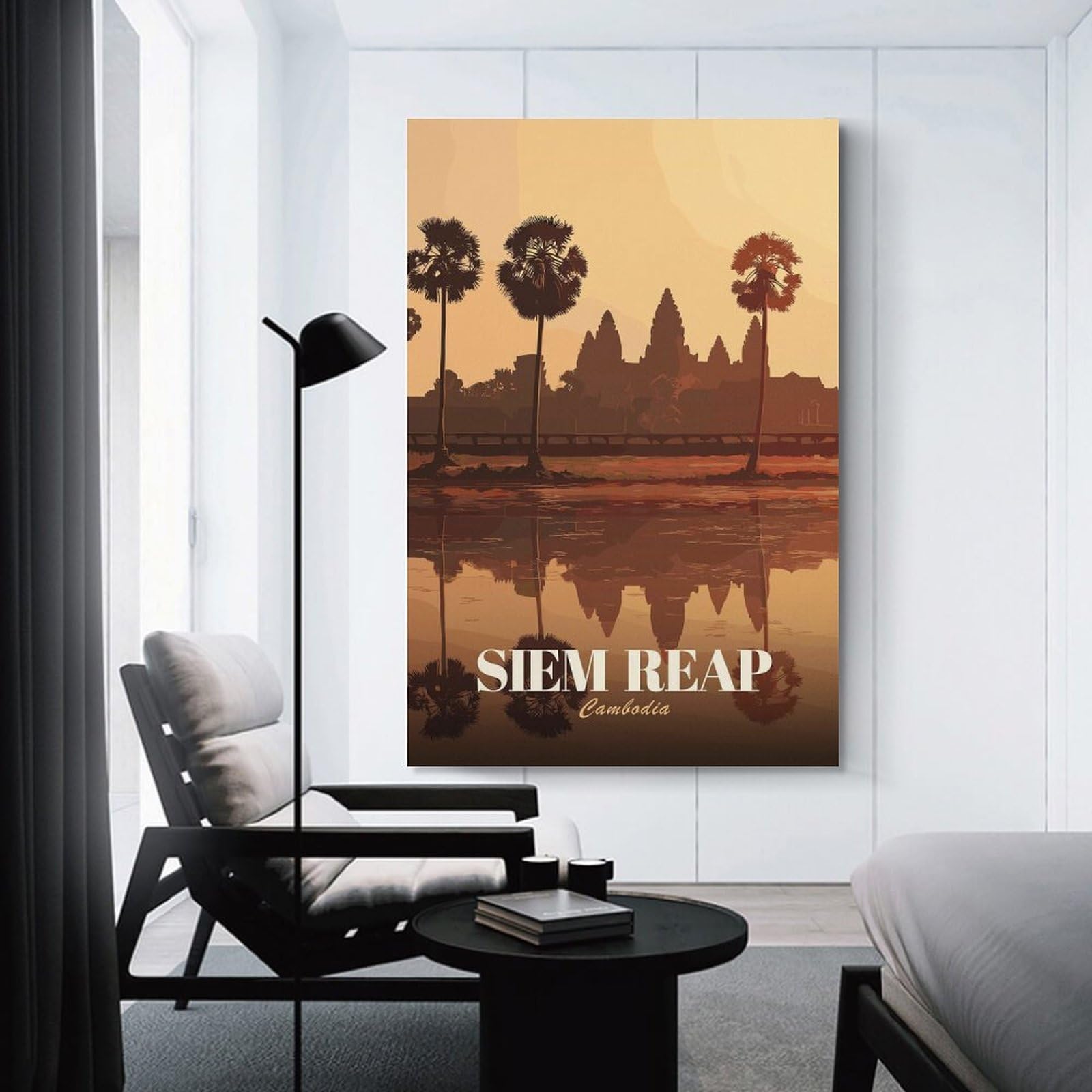 Junmoney Angkor Wat Siem Reap Travel Canvas Wall Picture, 08x12inch(20x30cm), for Entrance Spaces, Stair Walls Or Halls, A Stylish Accent for Home Entrances