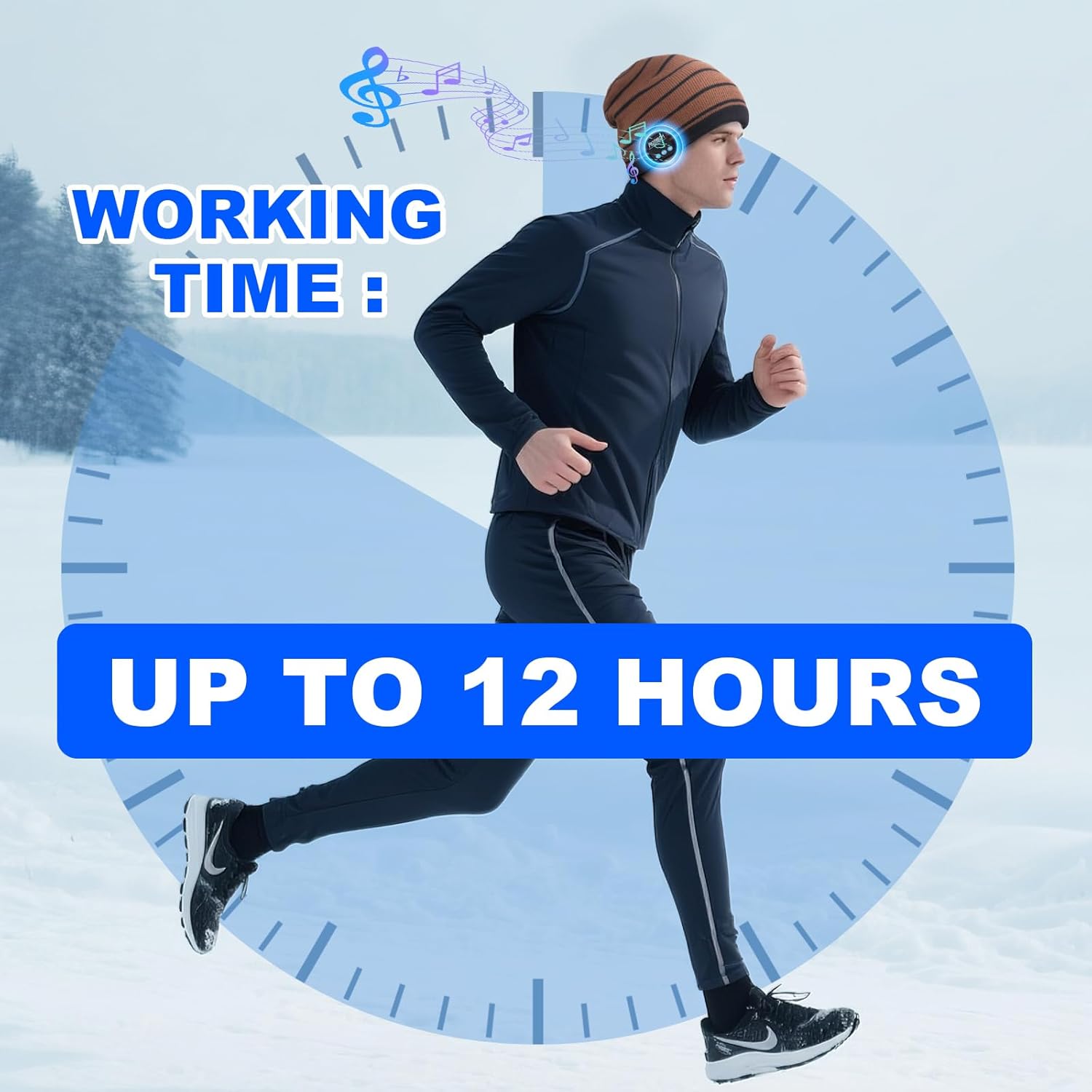 Rotibox Washable Bluetooth Beanie Hat with Wireless Stereo Over Ear Headphones Headsets Earphone Speaker Hands Free - Image 3