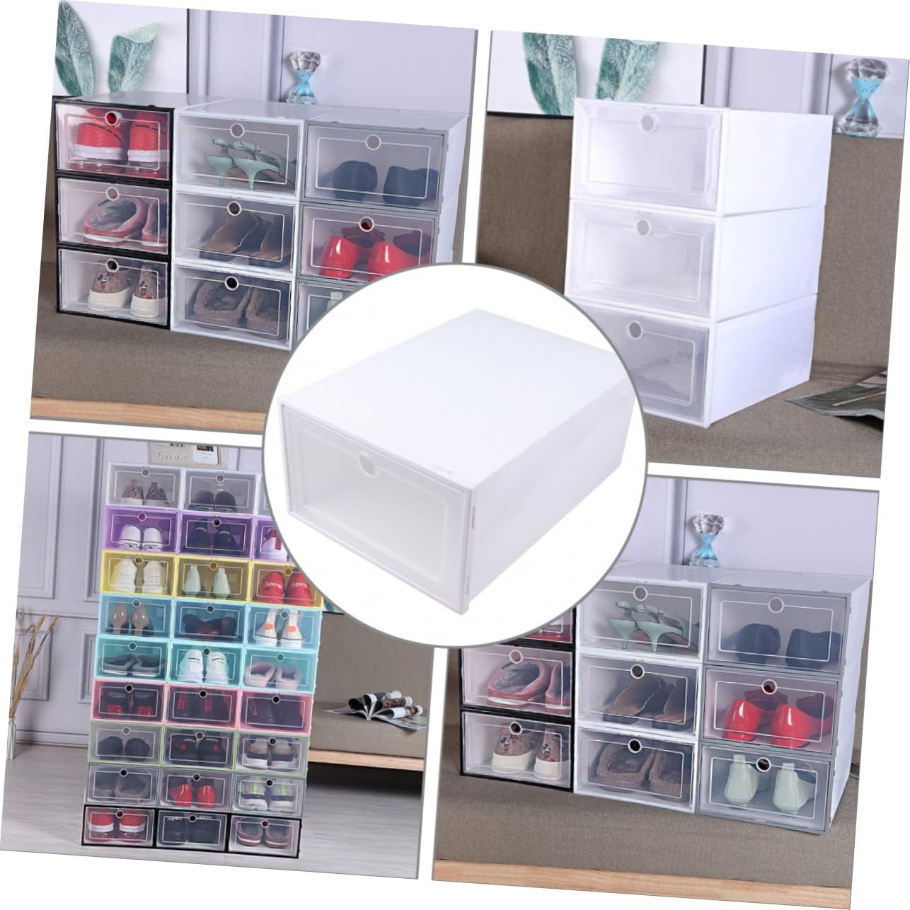 Shoebox Lids 6 Pack Plastic Stackable Shoes Organizer Superimposed Shoes Container Shoes Case Shoes Container