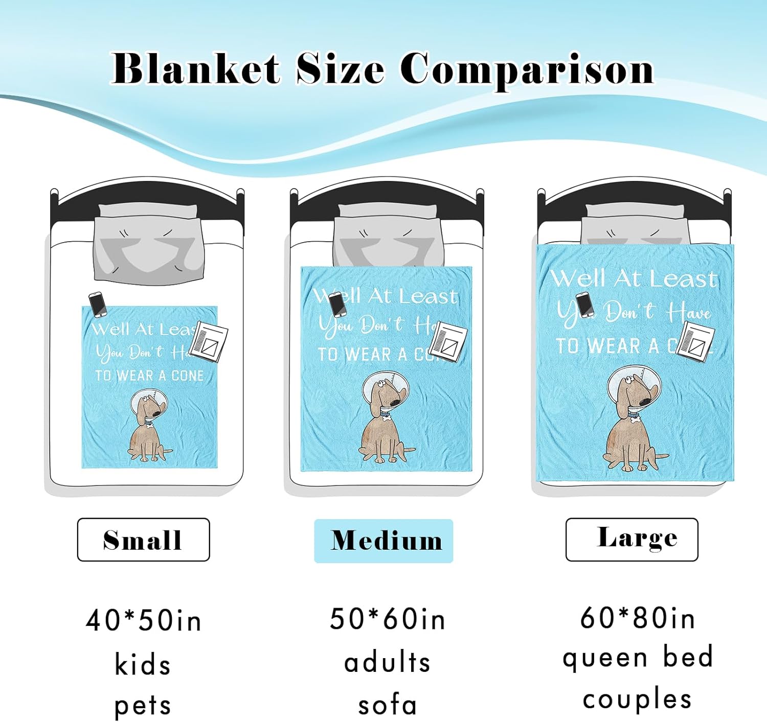 Get Well Gifts for Women/Men After Surgery, Sympathy Gift, Feel Better/Get Well Soon Gifts for Women, Surgery Recovery Gift for Men, at Least You Dont Have to Wear A Cone Blanket 50"x60" - Image 7