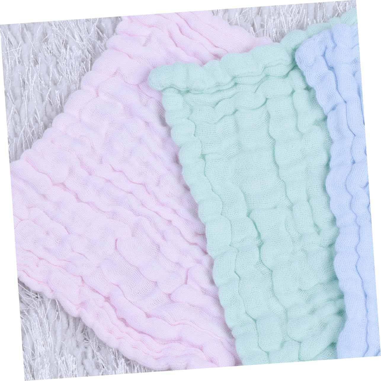 Yardwe 5Pcs Solid Face Towels Soft Square Bibs for Random Color Saliva Towels for Teething and Drooling