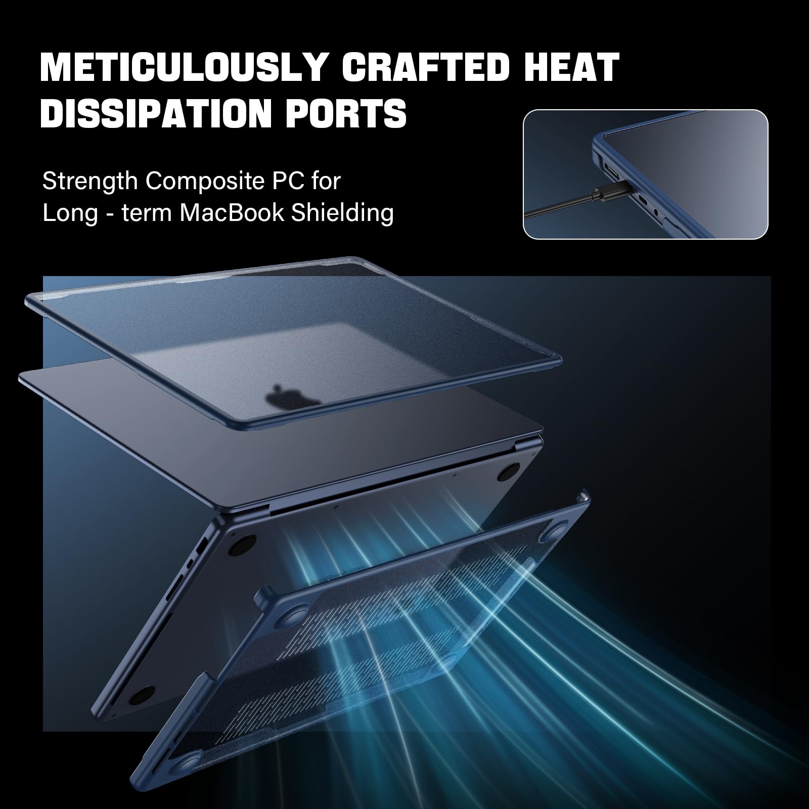 Etui do MacBook Air 13,6 cala M4 M3 M2 2025-2022, model A3240 A3113 A2681, [etui zapobiegające pozostawianiu odcisków palców z odporną na pęknięcia krawędzią z tworzywa TPU], twarde etui