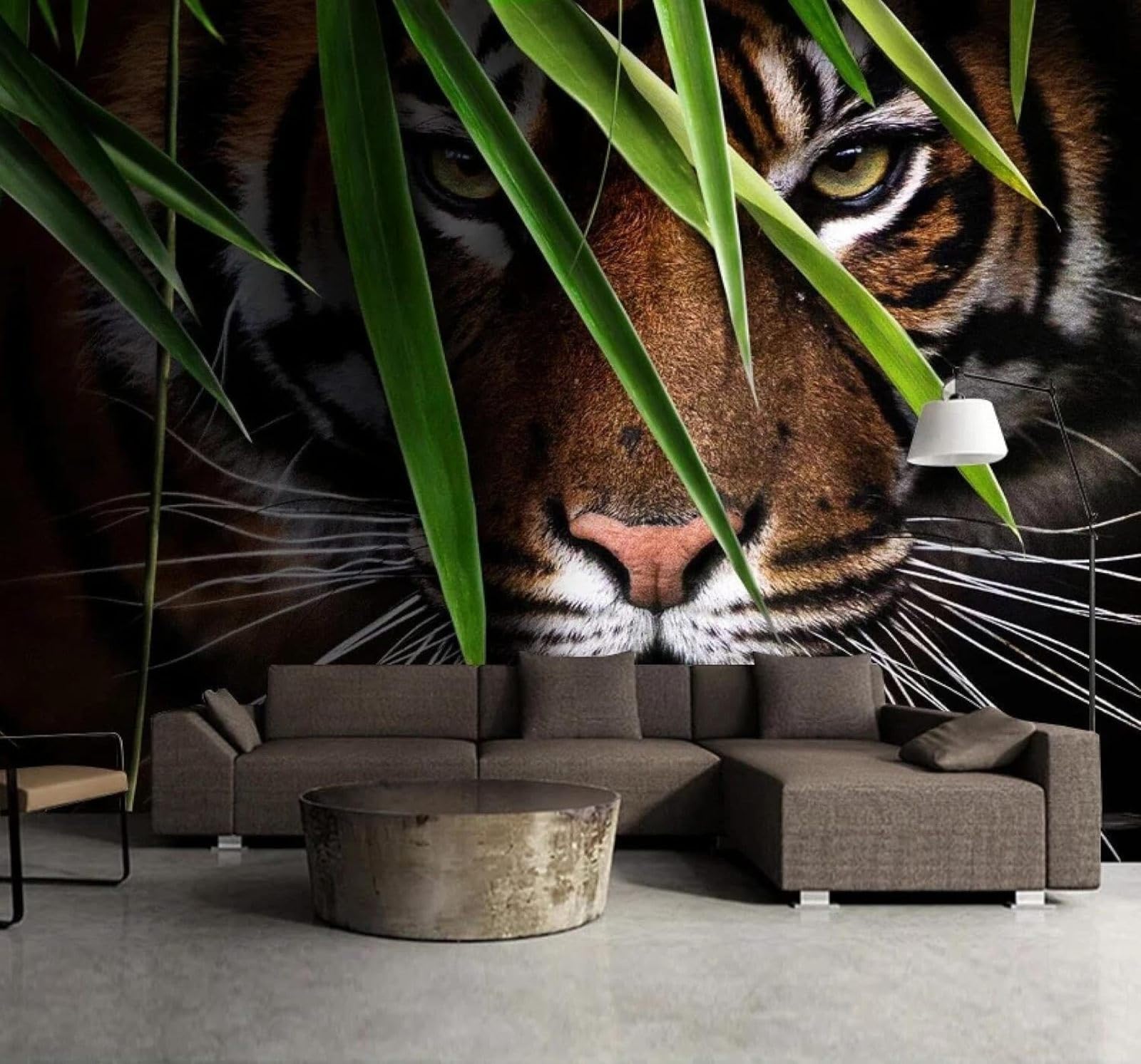 Xlming 400Cm×280Cm(B×H) Minimalist Plants Green Leaves Animals Tiger 3D Wallpaper Luxury Home Dining Decor Paste Sofa Living Room The Wall For Bedroom Mural-400Cm×280Cm