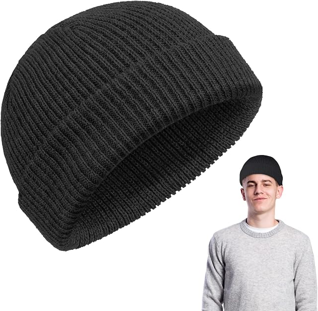 letcdfer Fisherman Beanies Trawler Beanie, Beanie Knit Hat Brimless Hats Winter Warm Hats Roll-up Edge Skullcap Comfortable Breathable Beanie Cap Winter Beanie for Unisex