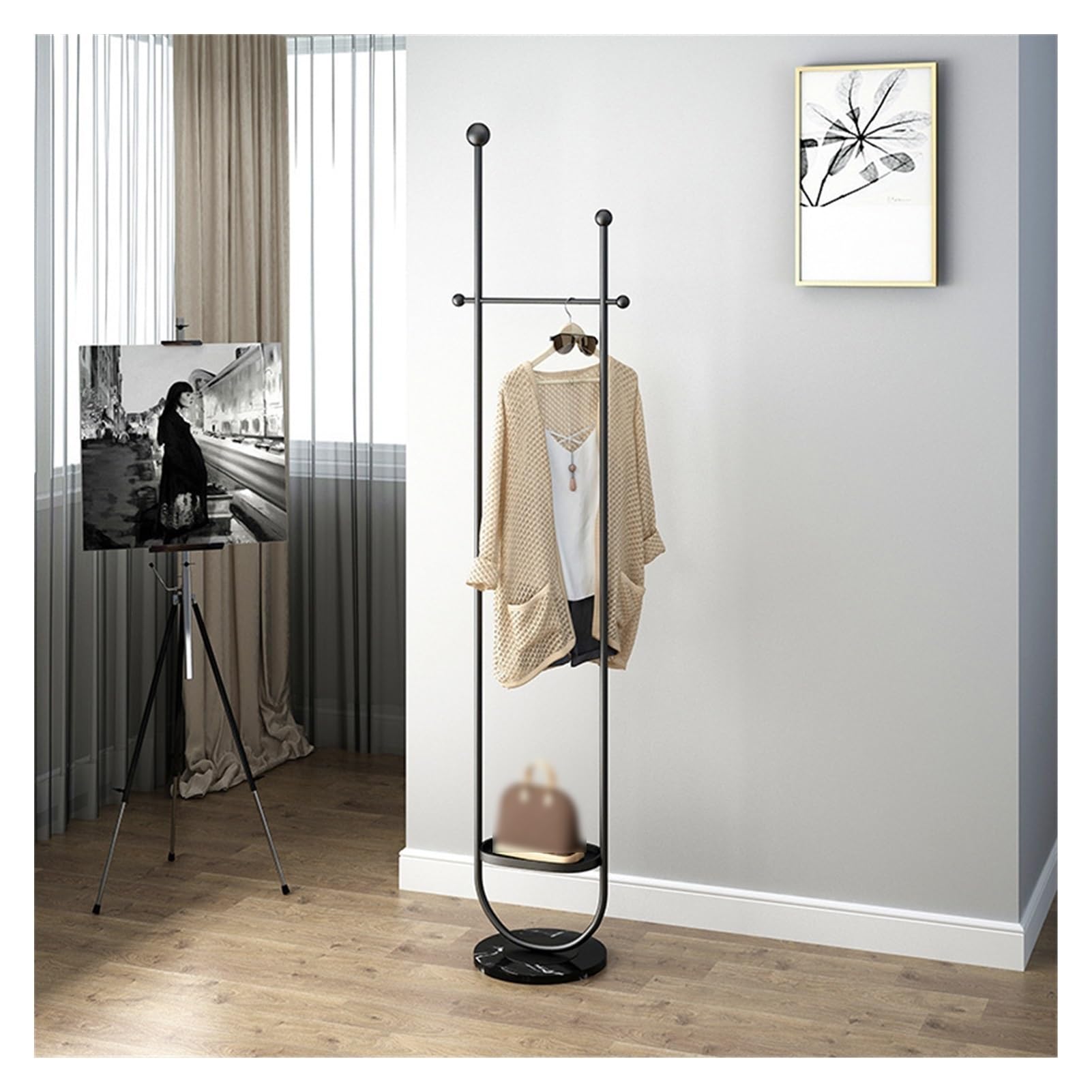 AHGFTYRDT Coat Rack Freestanding Coat Rack Freestanding Nordic Light Luxury Marble Coat Rack Metal Floor Coat Rack Bedroom Corridor Coat Rack Hall Tree