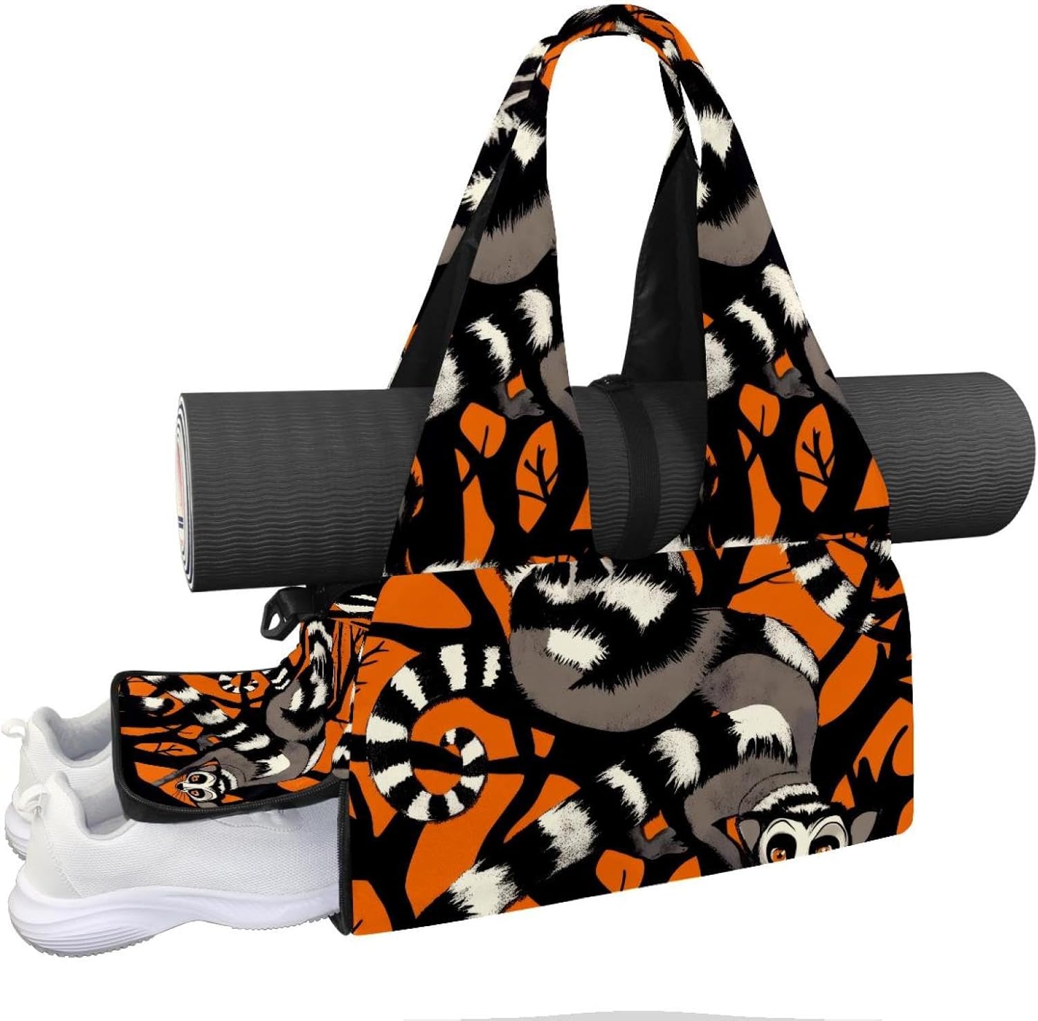 Gym Bag for Women, Guinea Pigs Flowers Yoga Mat Bag with Shoe Compartment, Sport Yoga Gym Bag with Yoga Strap, Carryall Yoga Tote Bag