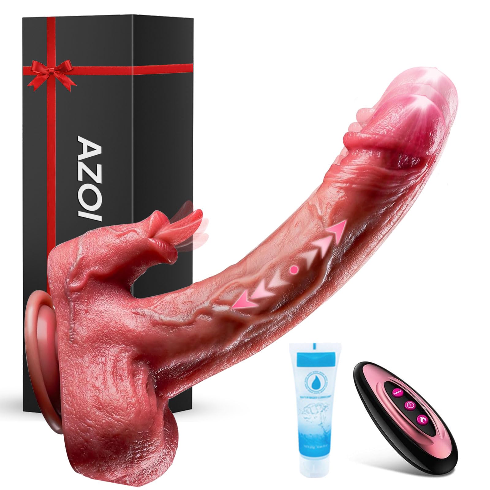 Gode Femme Sex Vibromasseur Feminin Va et Vient, Sex Toys Gode Vibro-masseur 10 Modes Télescopique & Vibrant, Sextoyse Femme Clitoridienne Sextoy Couple Jouet Adulte 21cm Dildo,+Telecommande