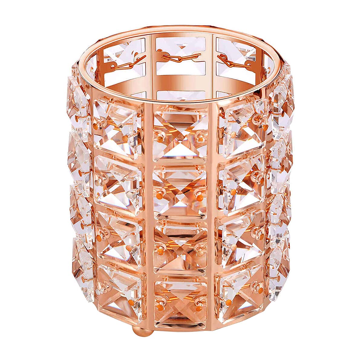 Tiardey Girls Gold Crystal Makeup Brush Holder Organizer Eyebrow Comb Brushes Pen Pencil Cup Container Cosmetic Storage Organizer(Rose )