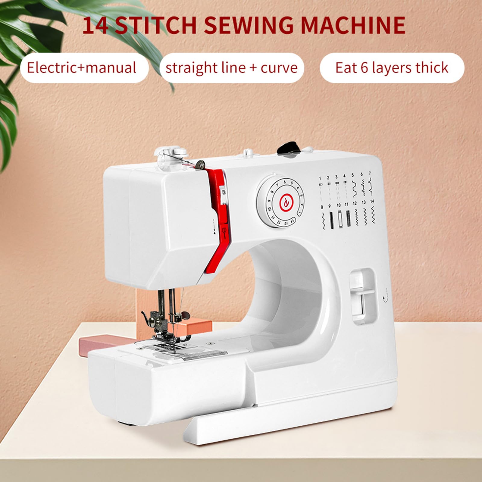 728 Macchina Da Cucire Elettrica Per Principianti, Mini Macchina Da Cucire Portatile, Cuce Anche Jeans, 14 Punti, Luce Led, Braccio Libero, Robusta E Affidabile Per Casa E Fai Da Te