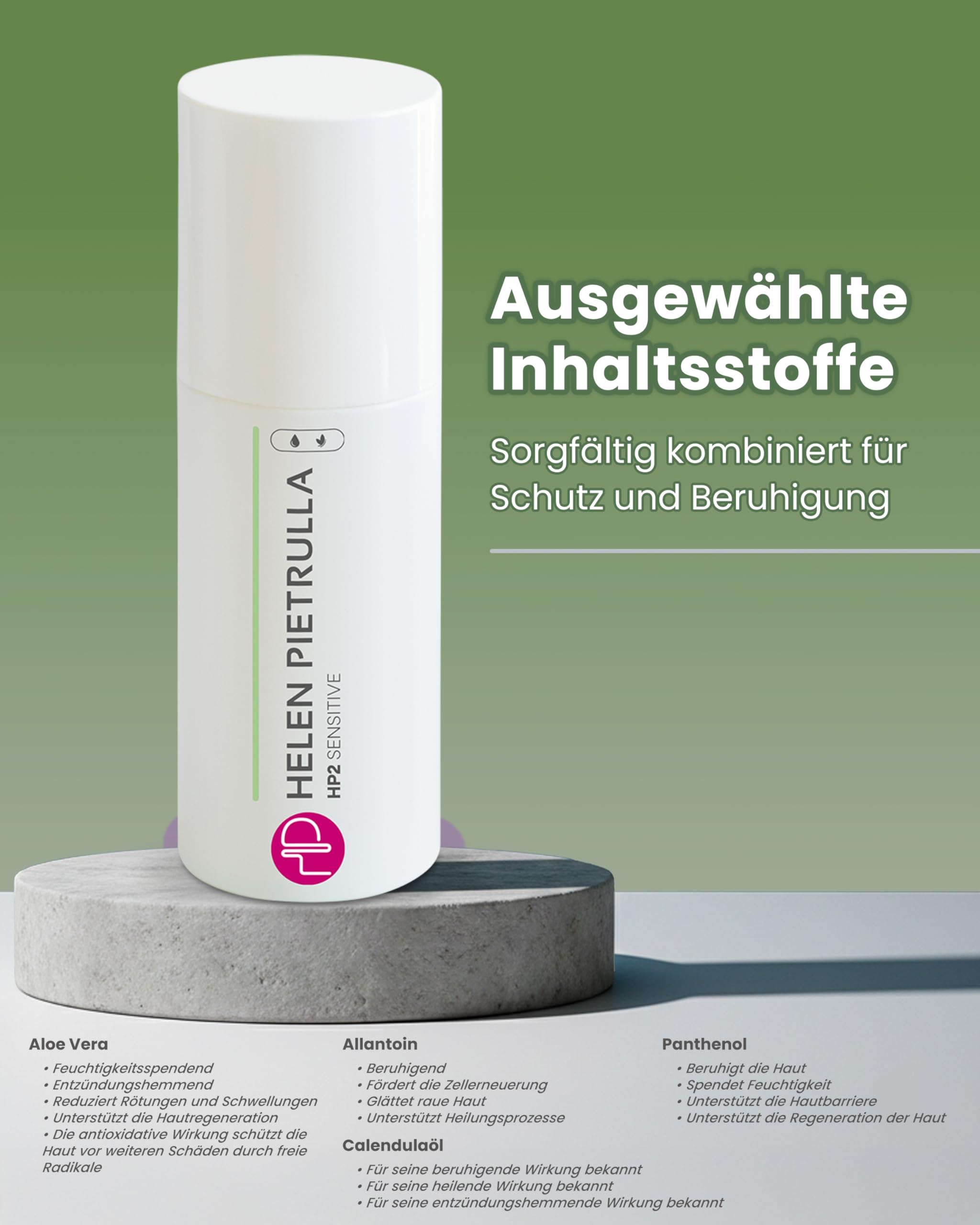 Helen Pietrulla - HP2 Sensitive (100ml) Schützende Tages-/Nachtcreme mit Panthenol, Vitamin E, Calendulaöl, Aloe Vera - Beruhigend, feuchtigkeitsspendend, vitalisierend. Unterstützt Regeneration