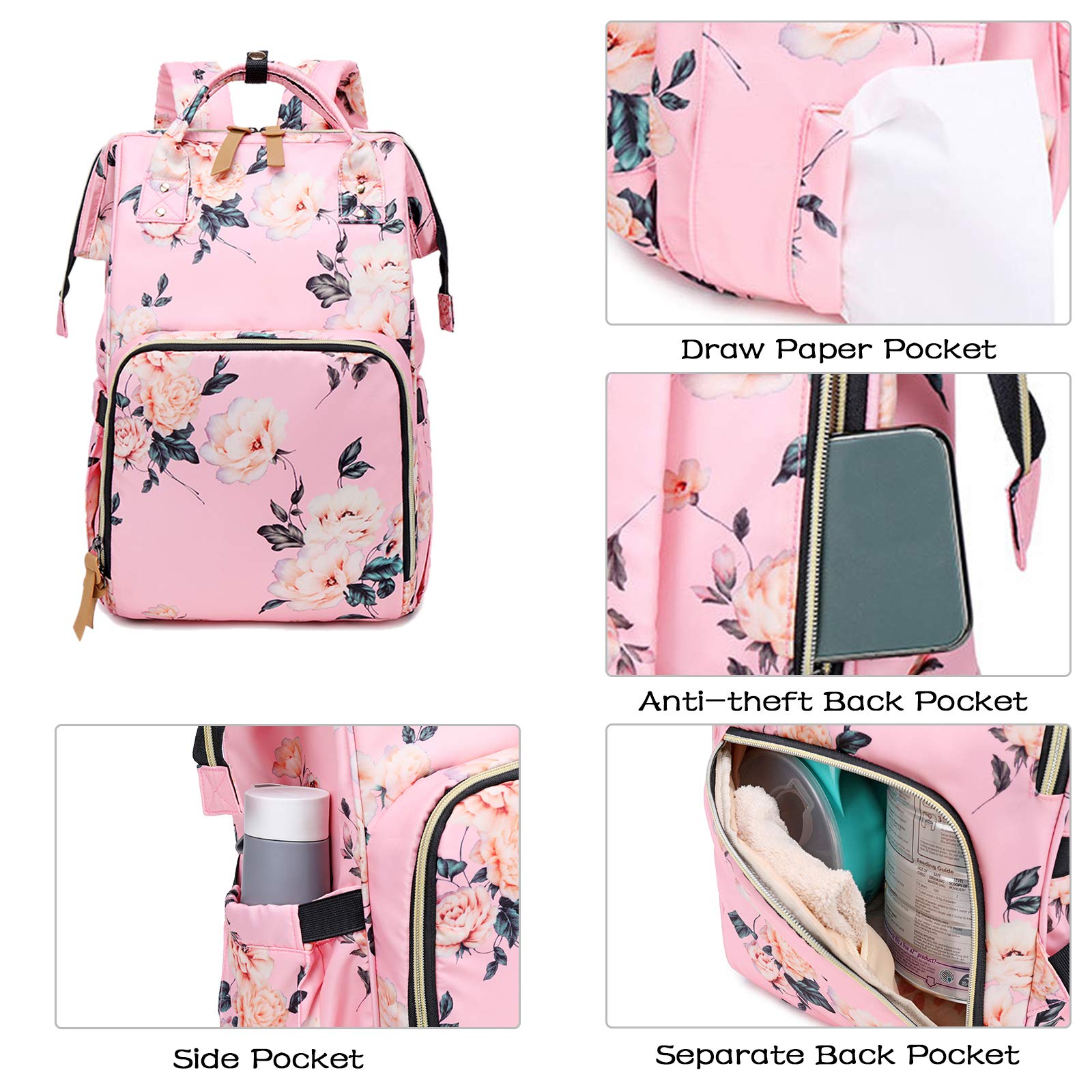 Zaino Fasciatoio FANDARE Multifunzione - Con Lettino Pieghevole, Per Viaggi, Donna - Foto 4