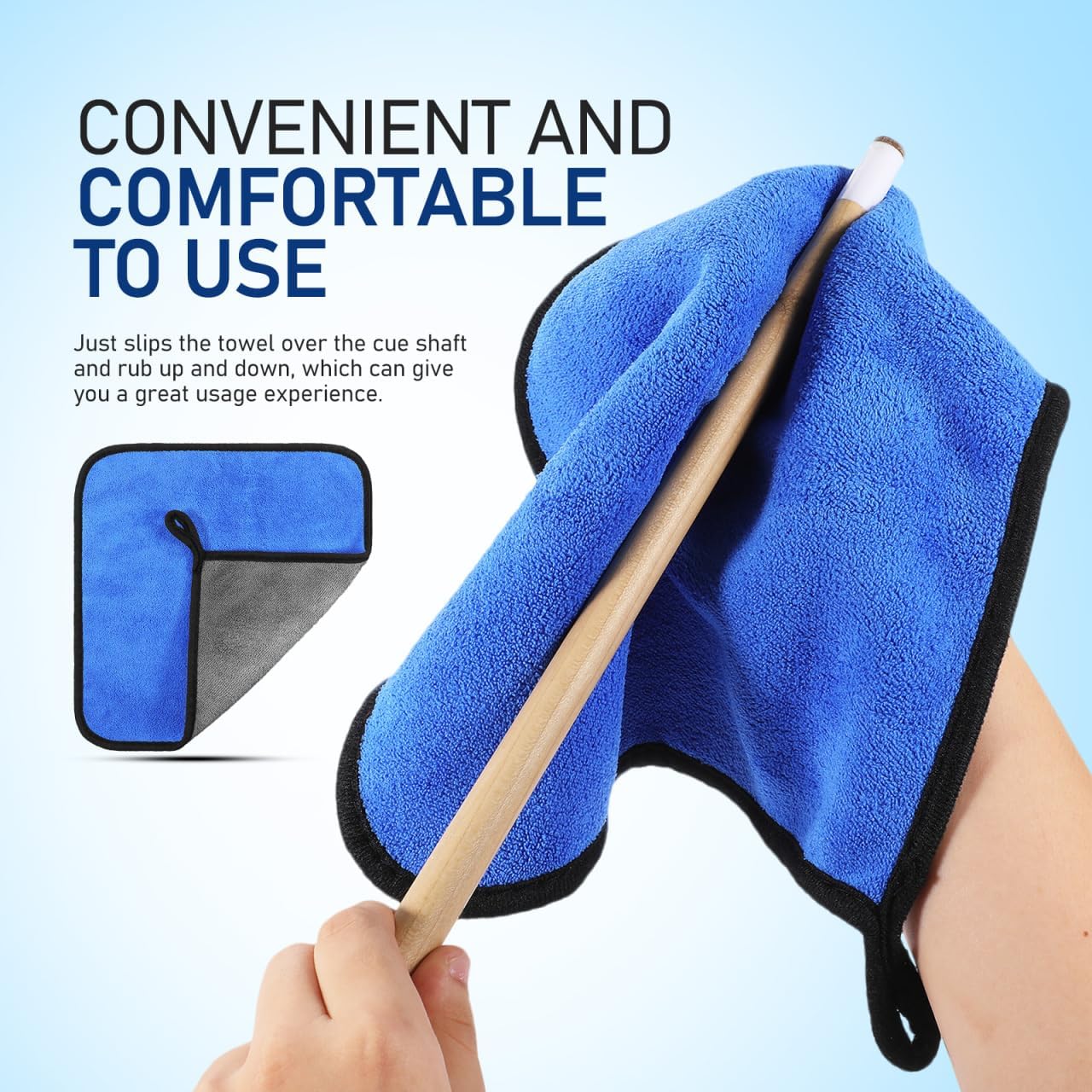 Toddmomy Professional Billiard Cue Polishing Cloth Microfiber Pool Cue Towel Snooker Shaft Cleaner for Pool Stick Maintenance 11.22X11.22In