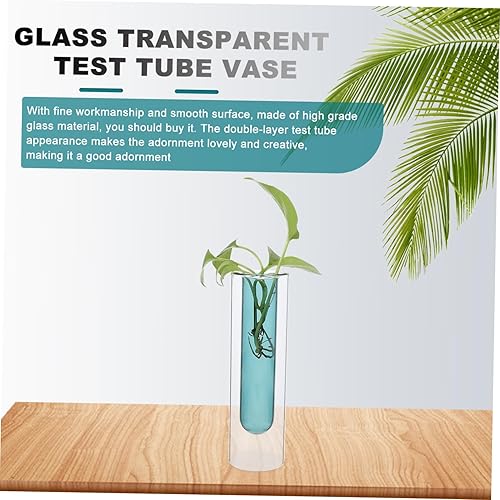 Miniatura 4 de Jarrón de tubo de ensayo hidropónico, bulbo de disposición floral, botella de moda, florero floral de agua de doble capa, florero de exhibición de