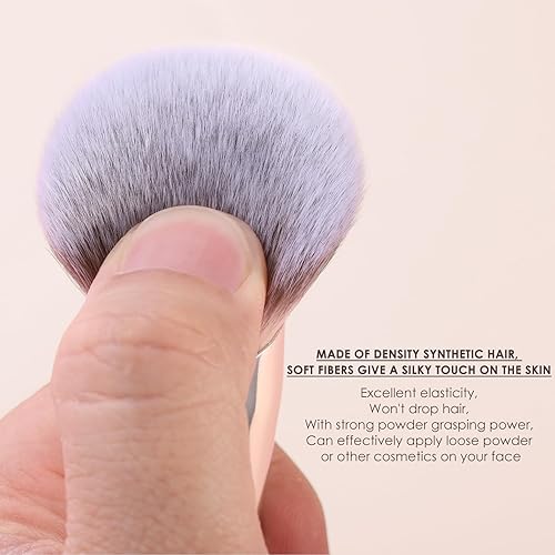 Vista 11 de KINGMAS Foundation & Bronzer Duo Brush Brocha de maquillaje de contorno superior redondo y angulado de doble extremo, cerdas sintéticas para mezclar