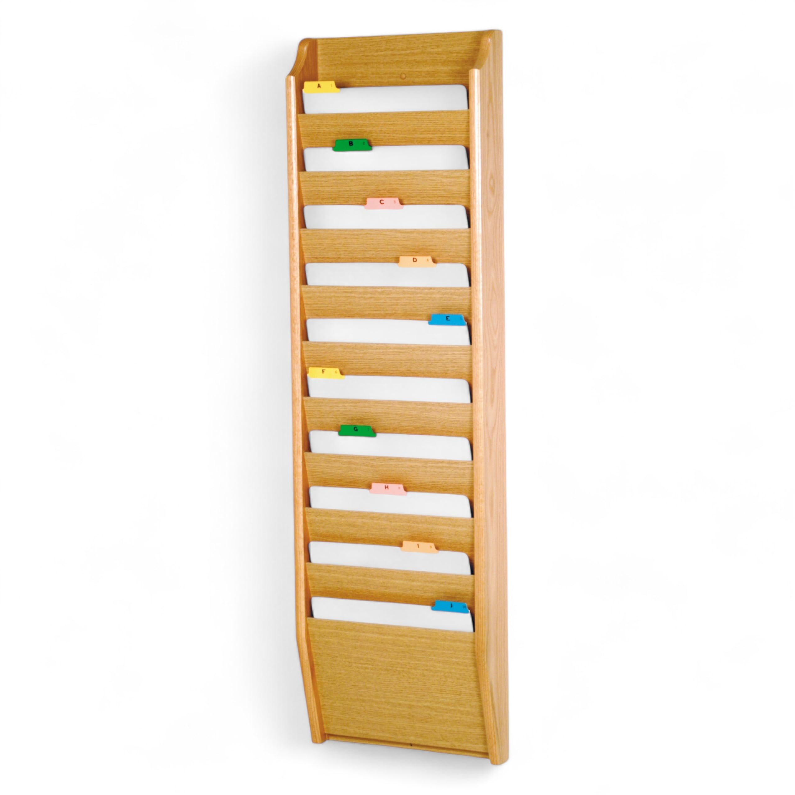 Wooden Mallet 10-Pocket File Holder, Letter Size, Light Oak