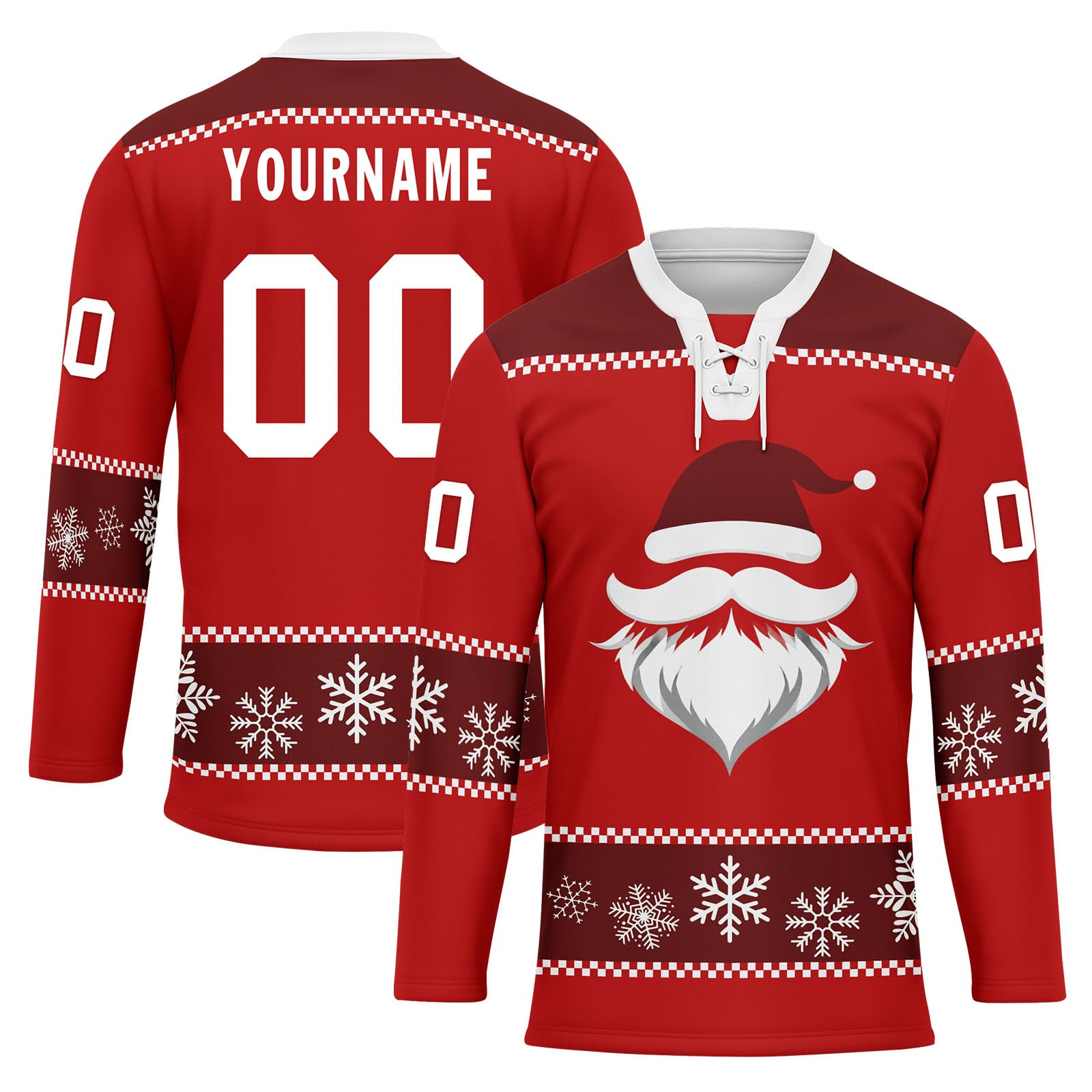 Custom Christmas Hockey Jersey for Men Women Youth, Santa Claus Ice Hockey Practice Uniform Sports Training Outfit