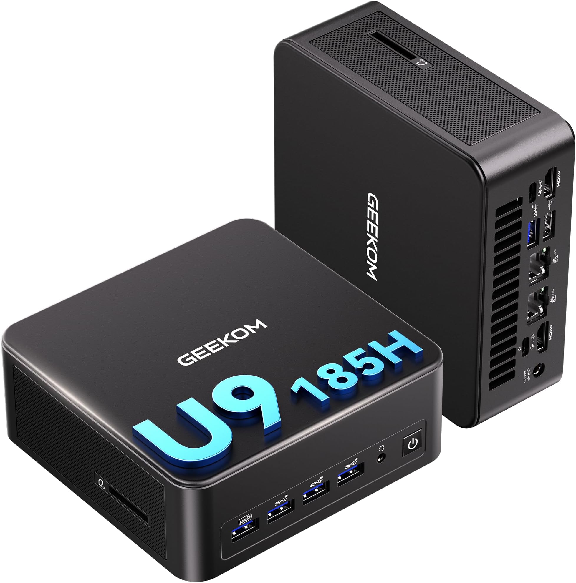 GEEKOM IT13 MAX AI Mini PC, Intel Ultra 9 185H(TDP 65W) Idea Coding/Tasks, 24GB LPDDR5(5600 MT/s) 500GB PCIe 4.0 SSD, 8K Quad Display, WiFi 7, Dual 2.5G LAN, Arc Graphics Gaming/Video