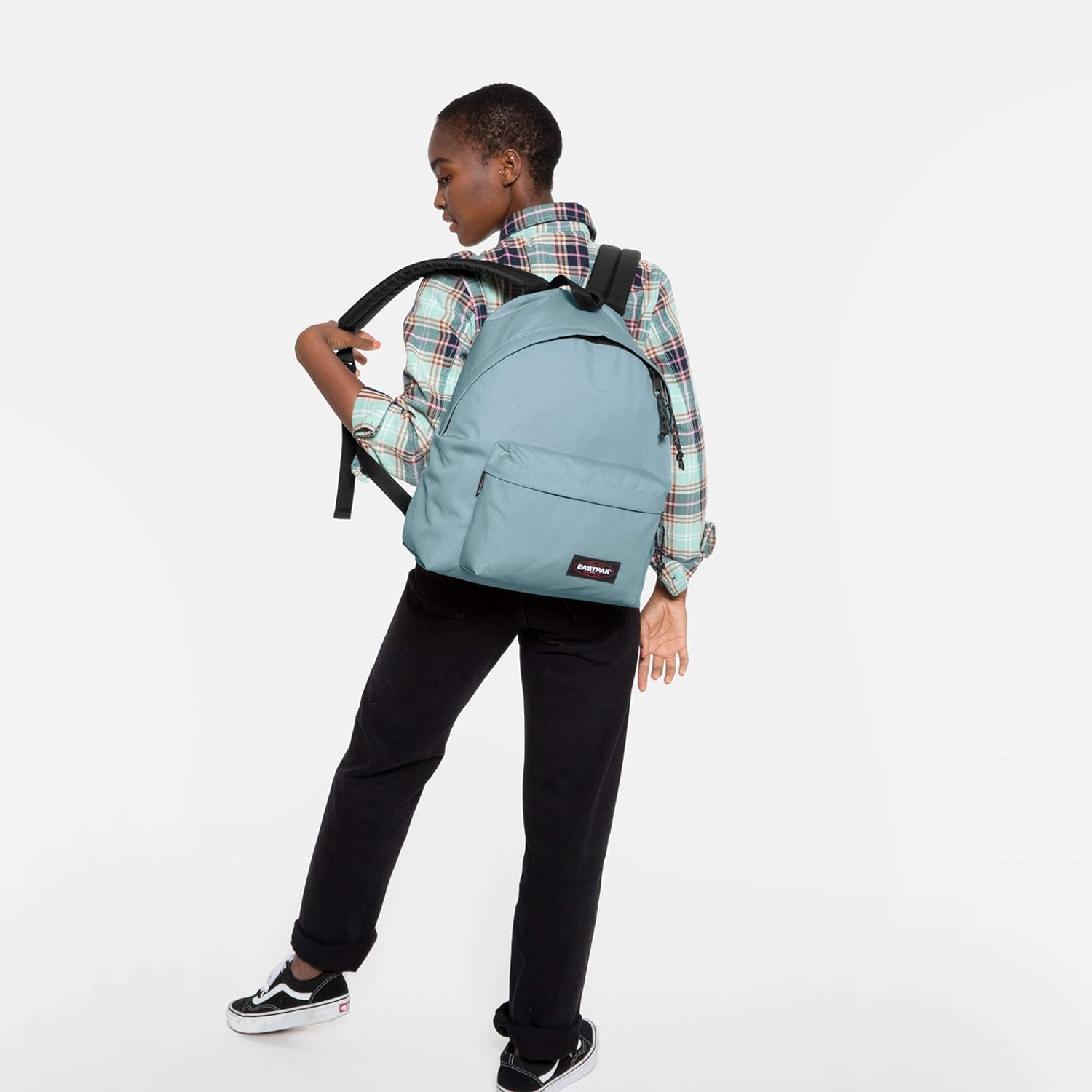 light blue eastpak backpack