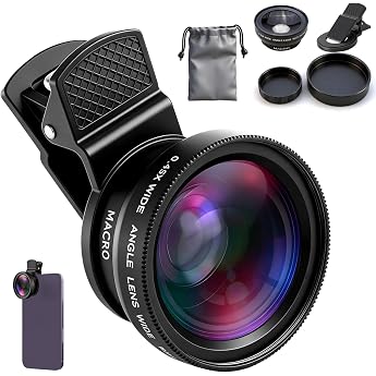 2-in-1 Mobile Phone Camera Lens Set 0.45X Wide Angle & 12.5X Macro Lens
