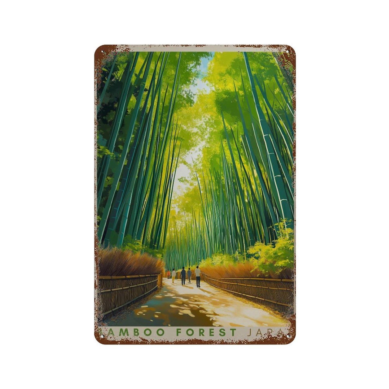 xiaoxiaoshen Kyoto Bamboo Forest Japan Travel Sagano Artwork (2) Wall Decor Art Metal Tin Poster Modern Home Decor Art Home Bar Shop Decorations Vintage Sign 30x20cm
