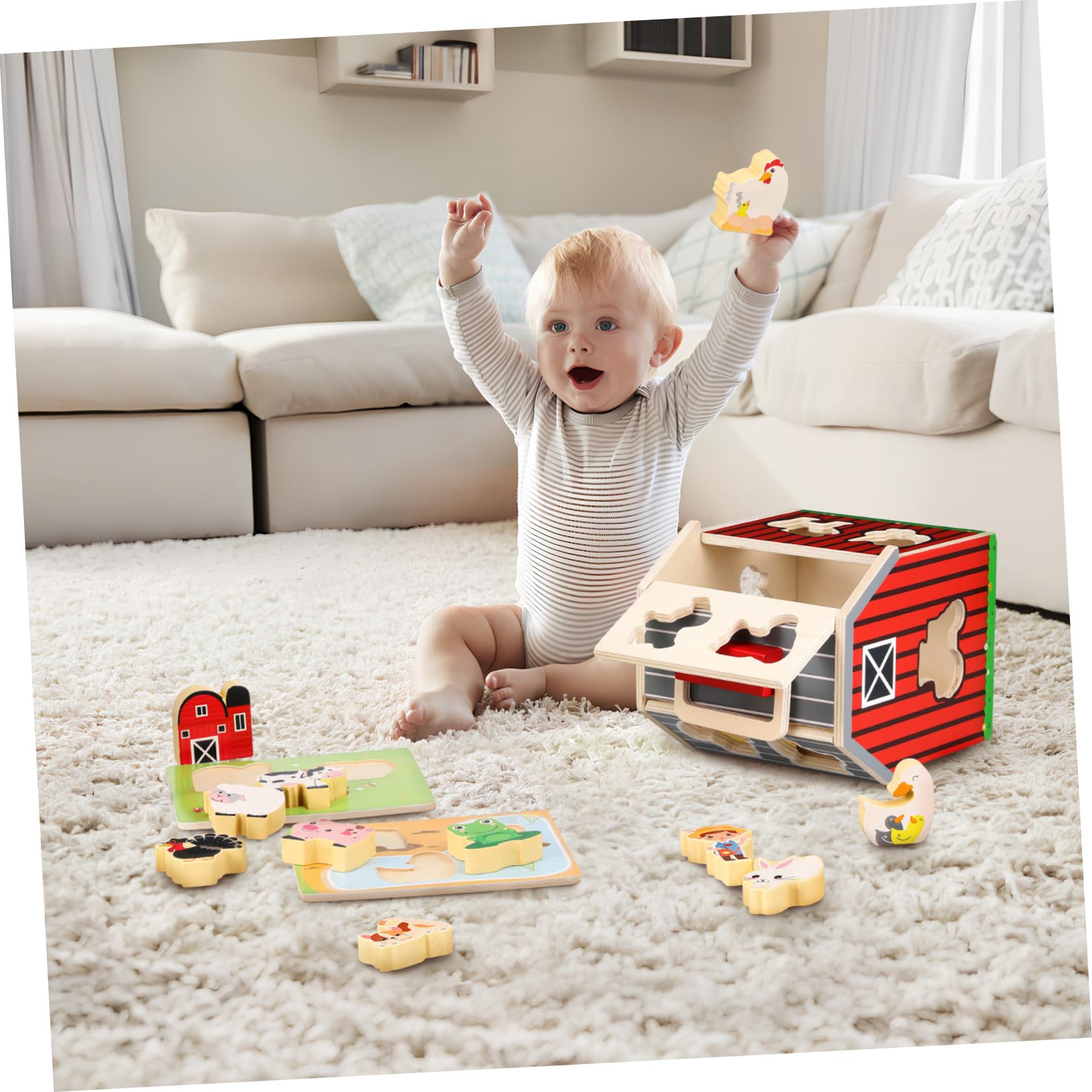 Abaodam Giocattolo Fattoria in Legno Montessori per Bambini | Anima Attivita Prescolari, Supporto Cognitivo e Coordinazione Occhio Mano, per Giochi All'aperto