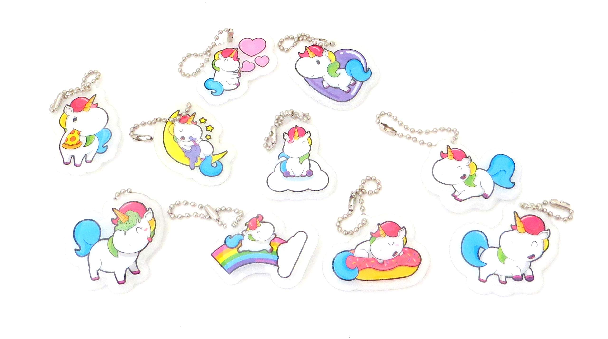Edison Novelty Unicorn Puffy Charms with Ball Chains - 2 Dozen