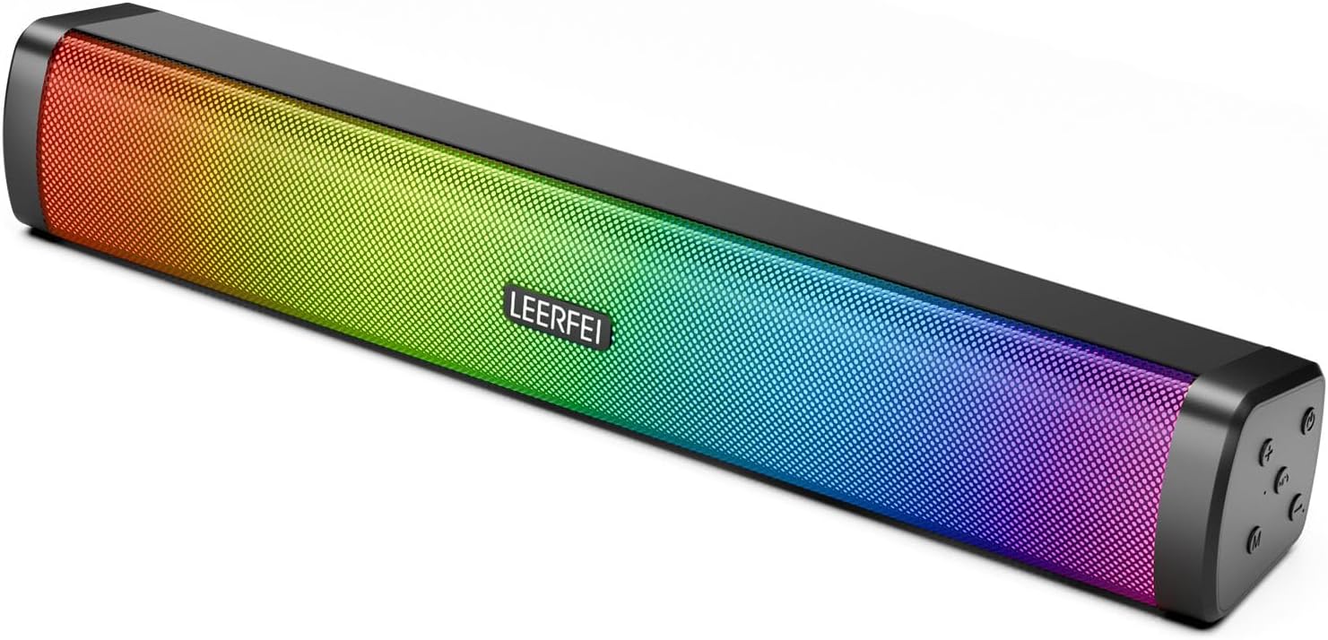 All-in-One Portable Sound Bar with Dynamic LED Lights - Immersive Bluetooth Speaker for TV, Music, and Gaming at Home