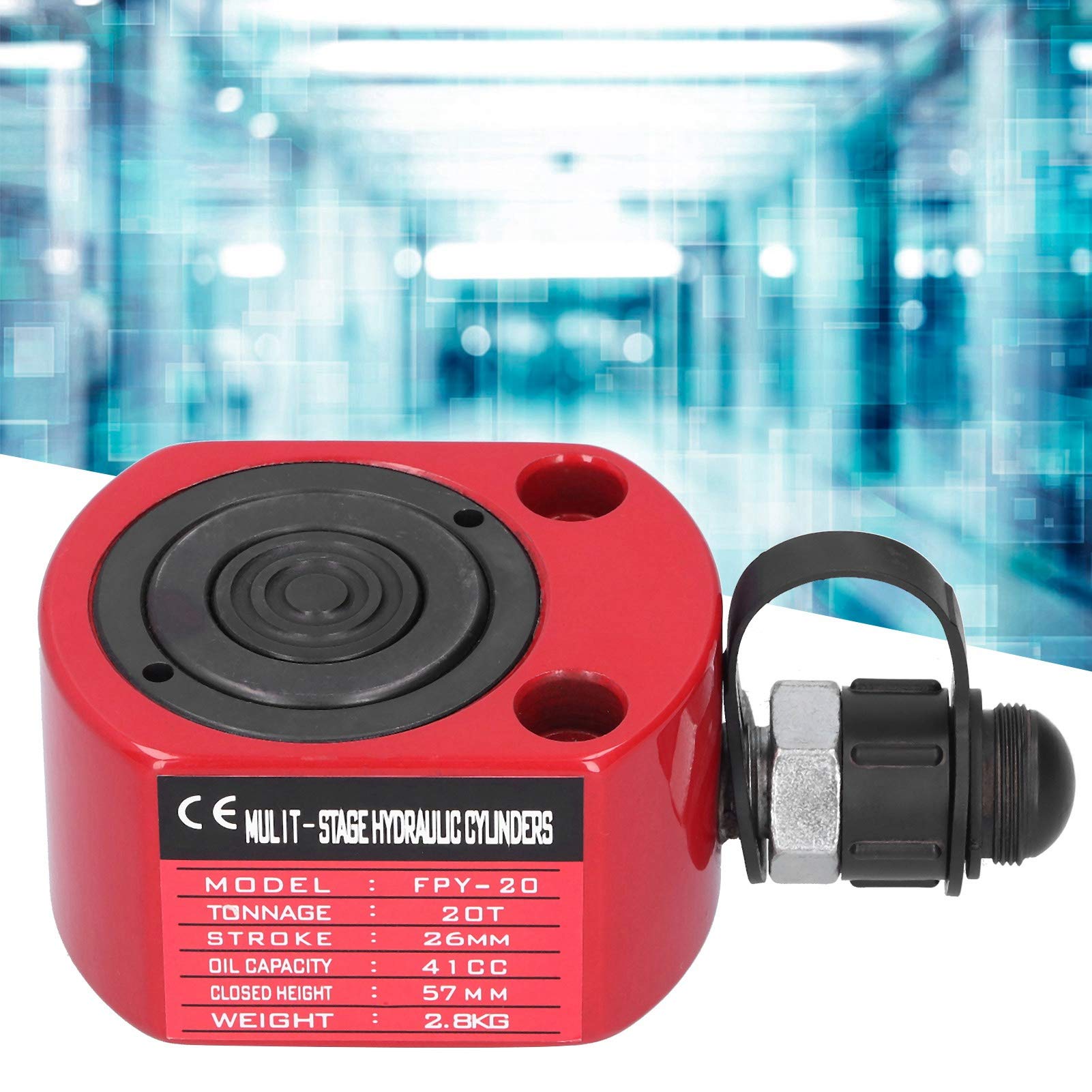 20T-Hydraulikzylinder, Ultradünn, Leicht, Praktisch Kleine Räume, Roter 45-Stahl, Separater Kolben Führt Öl Automatisch Zurück, FPY-20 Elektrizität, Chemische Industrie
