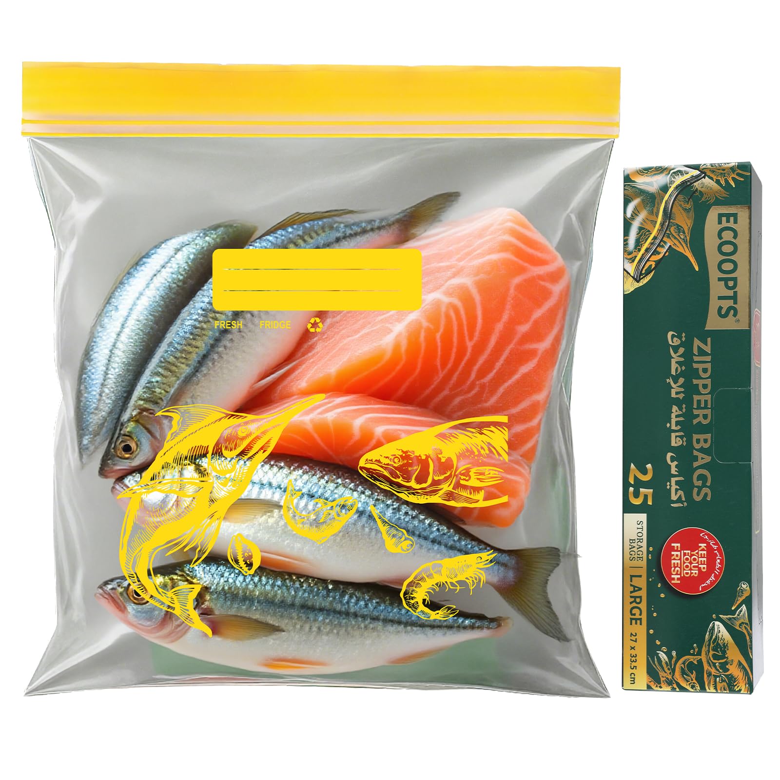 Durable Double Zipper Large Freezer Bags Leakproof Reusable BPA Free 25 Pack