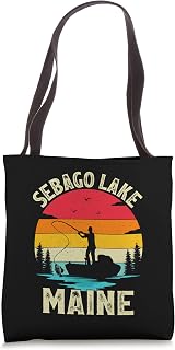 Summer Vacation Fishing Vintage Retro Maine Sebago Lake Tote Bag