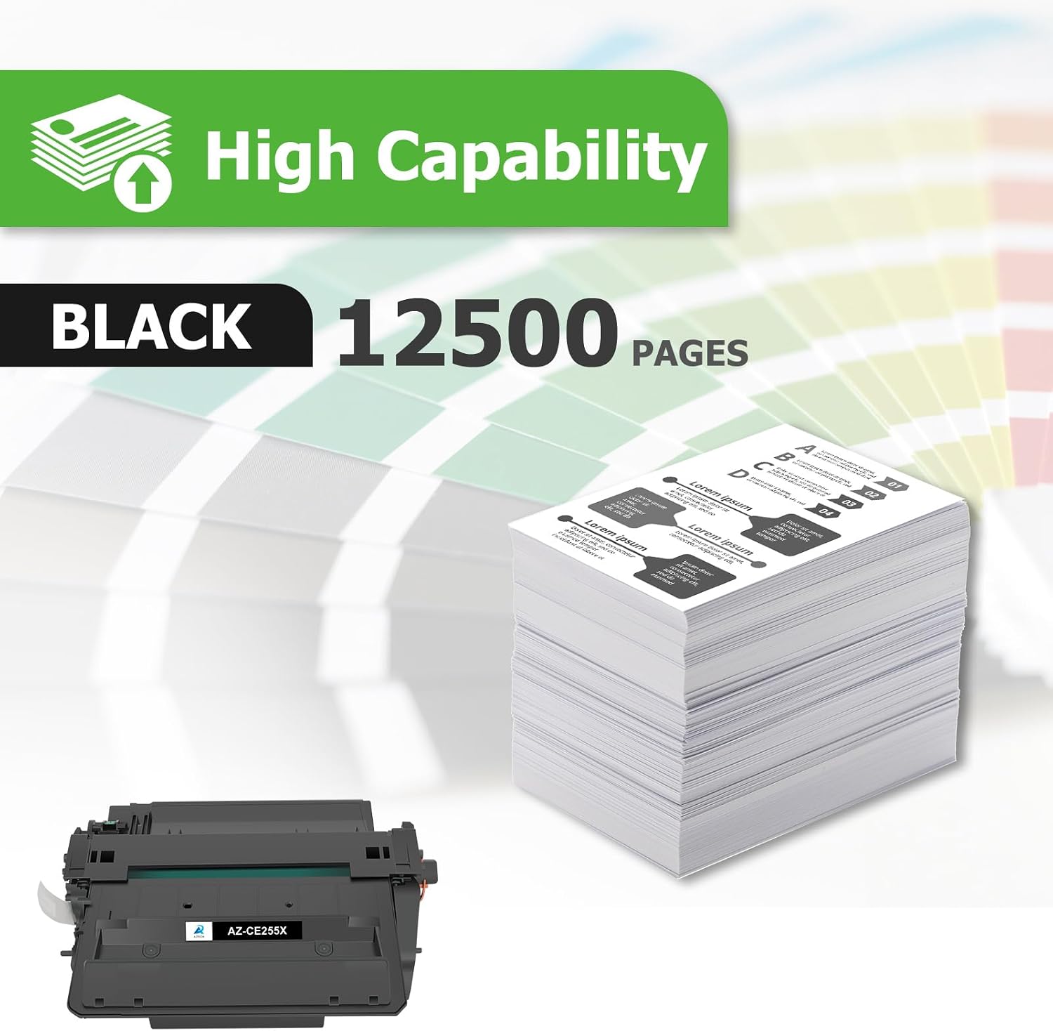 Aztech Compatible Toner Cartridge Replacement for HP 55X CE255X 55A CE255A P3015 P3015dn P3015x Pro 500 MFP M521dn M521dw M521 M525 (Black, 1 Pack)