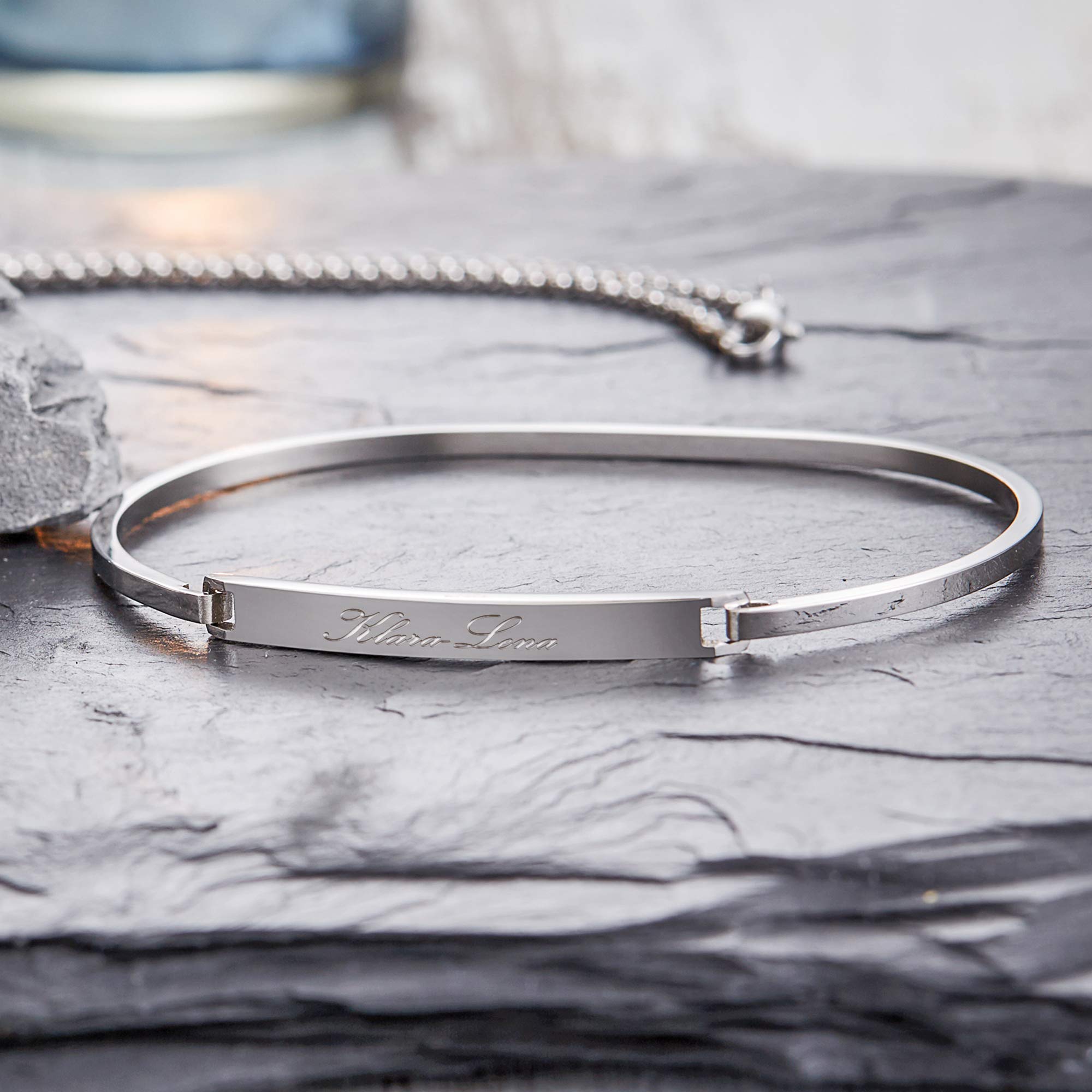 Bracciali Personalizzati Donna Bracciale Con Nome Kraven - Acciaio Inox, Regolabile, Personalizzato Con Iniziale Incisione Personalizzata - Foto 11