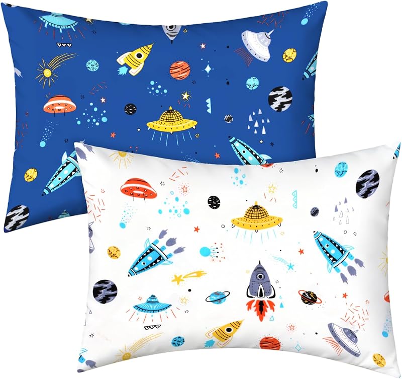 UOMNY Toddler Pillowcases for Boys 13X18 Space Baby Pillowcase 2 Pack