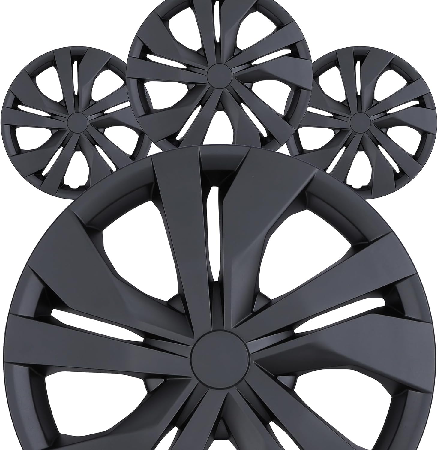 15" Black Matte Hubcaps Fit for 2007-2025 Nissan Versa, Snap-On Installation Wheel Rim Covers, PP Material Set of 4 Steel Wheel - 15 Inch 4 Pieces