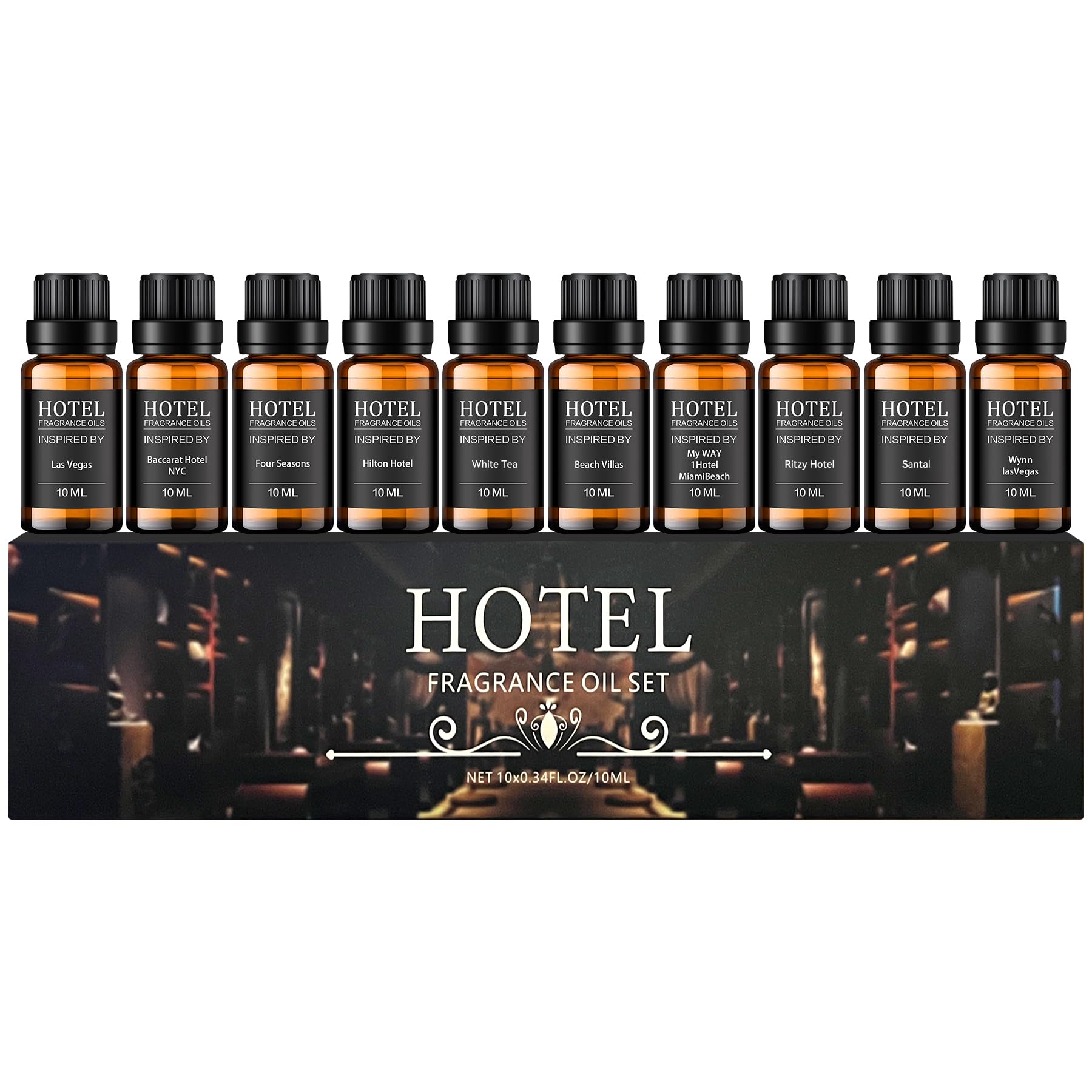 Hotel Collection Diffuser Essential Oil Gift Set,Hotel Scents for Home,Stress Relief Air Freshening,My Way,The Beach Villas and Other Luxury Hotel Scents